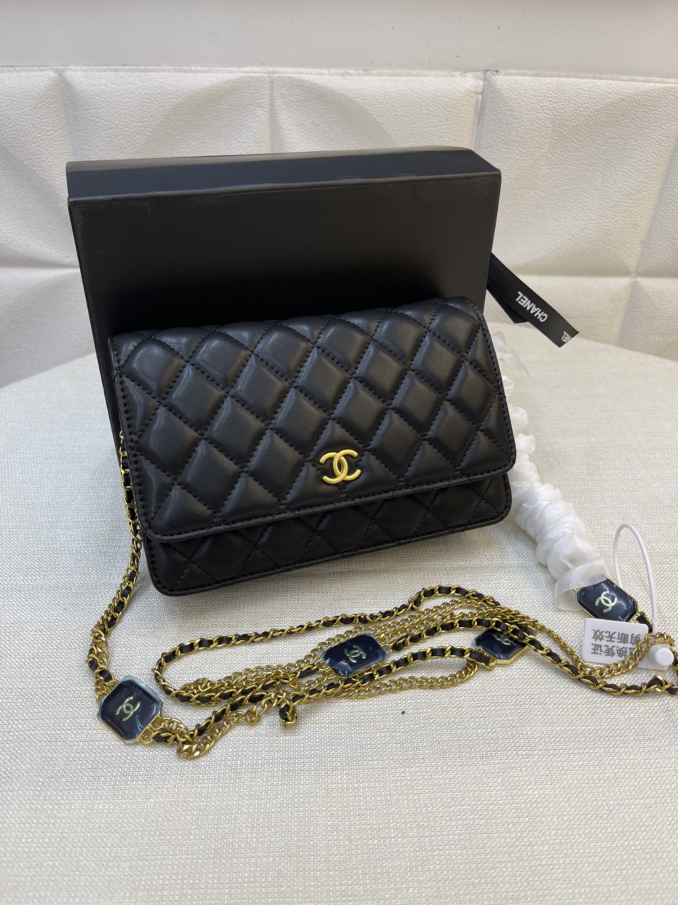 Túi Xách Chanel Super Thẻ Vuông Màu Đen Size 20cm