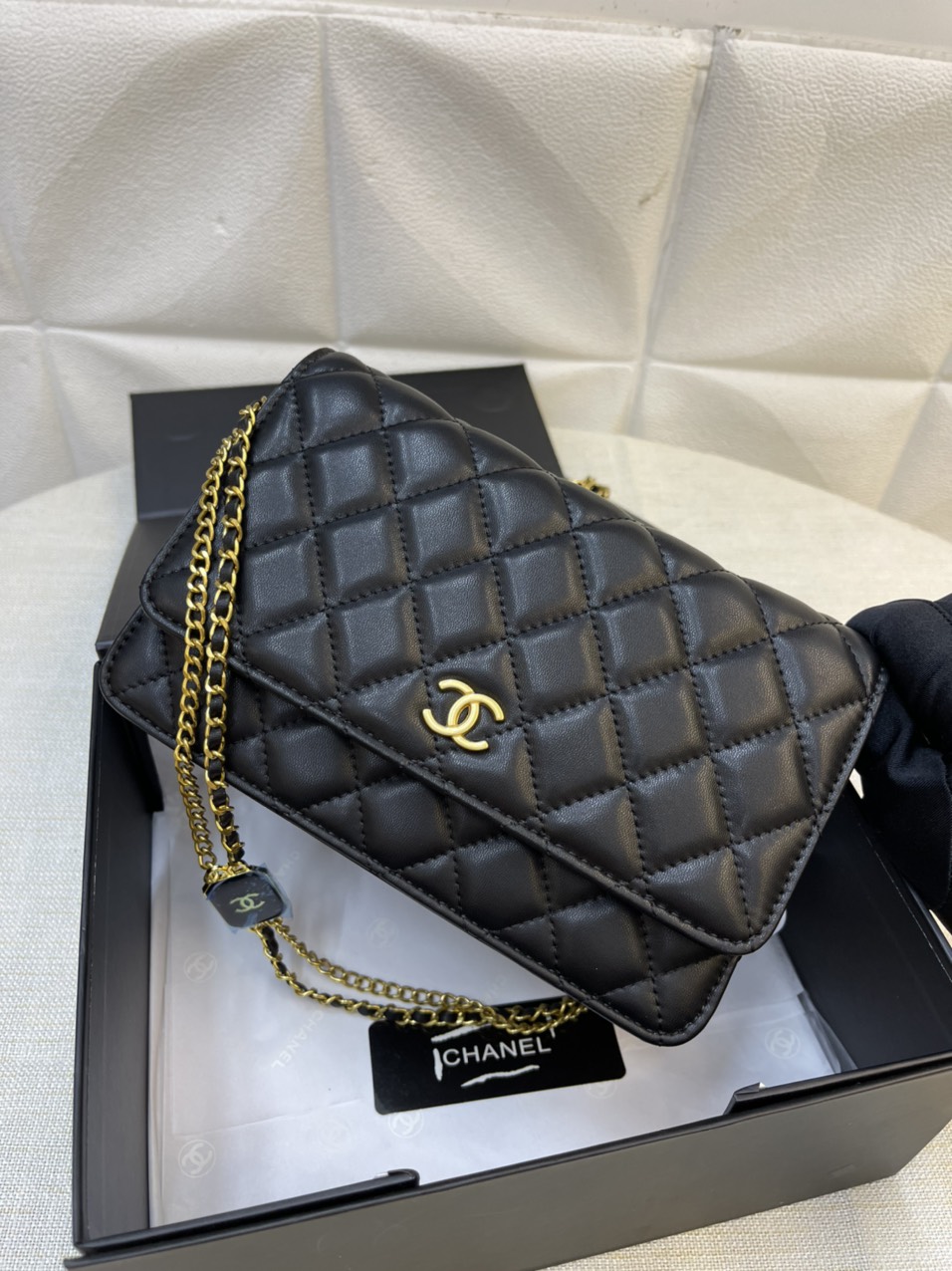 Túi Xách Chanel Super Thẻ Vuông Màu Đen Size 20cm