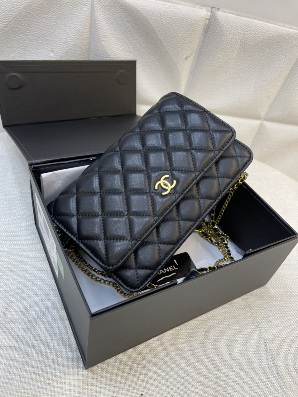 Túi Xách Chanel Super Thẻ Vuông Màu Đen Size 20cm