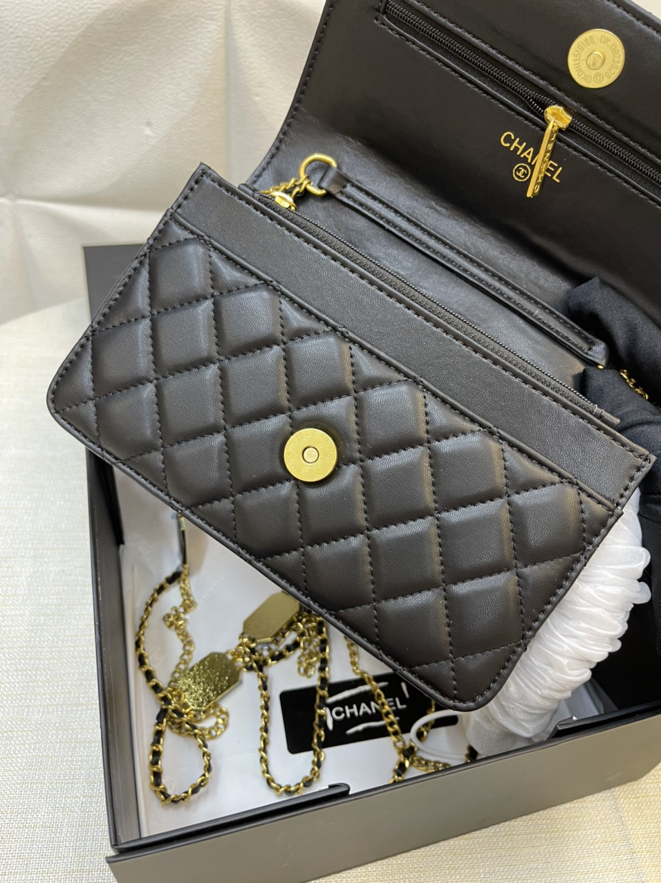 Túi Xách Chanel Super Thẻ Vuông Màu Đen Size 20cm