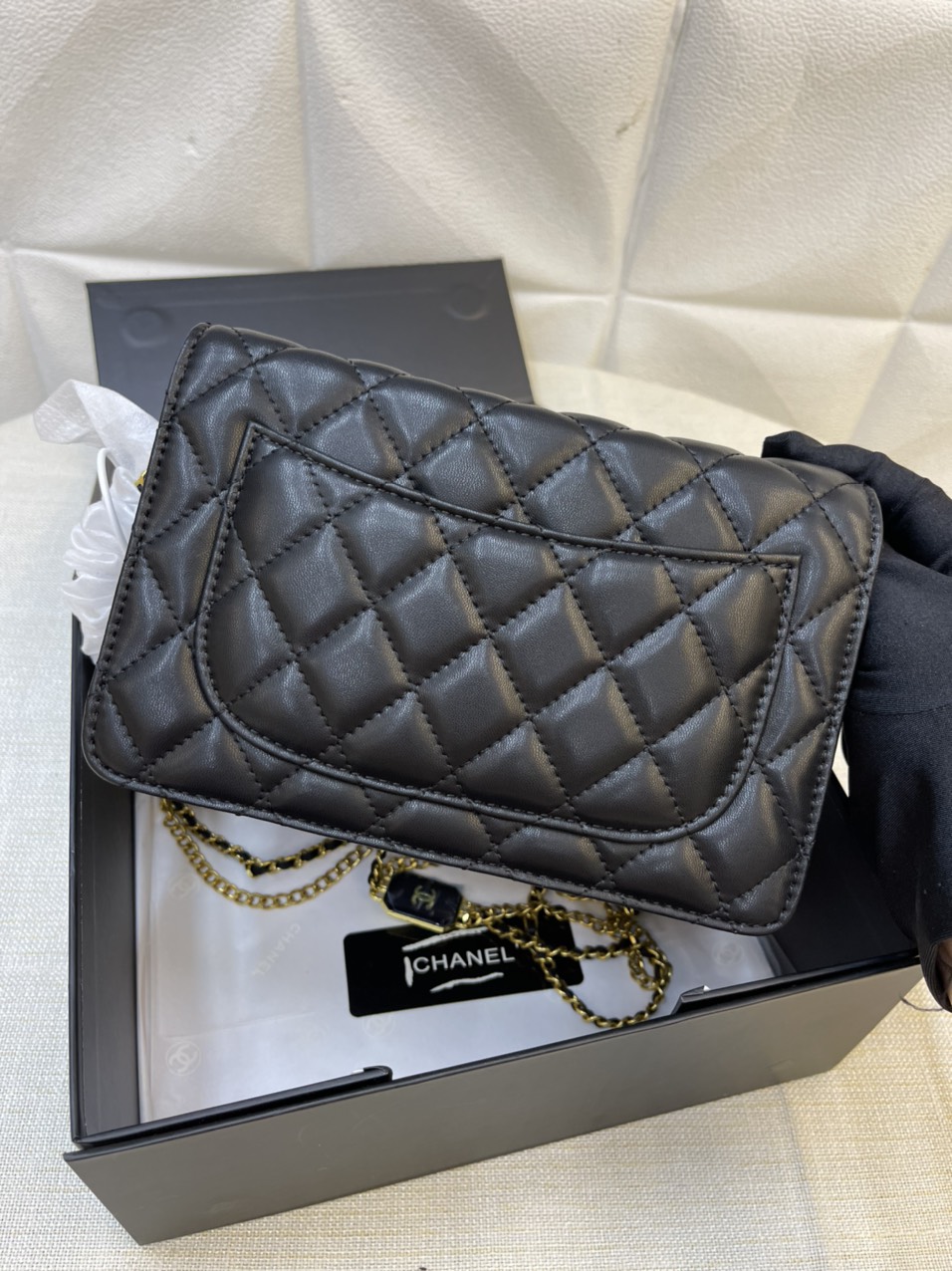 Túi Xách Chanel Super Thẻ Vuông Màu Đen Size 20cm