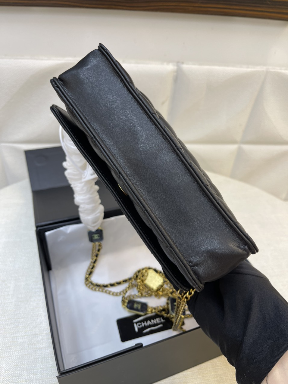 Túi Xách Chanel Super Thẻ Vuông Màu Đen Size 20cm