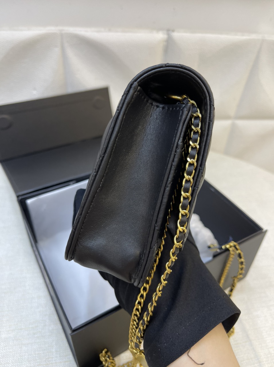 Túi Xách Chanel Super Thẻ Vuông Màu Đen Size 20cm