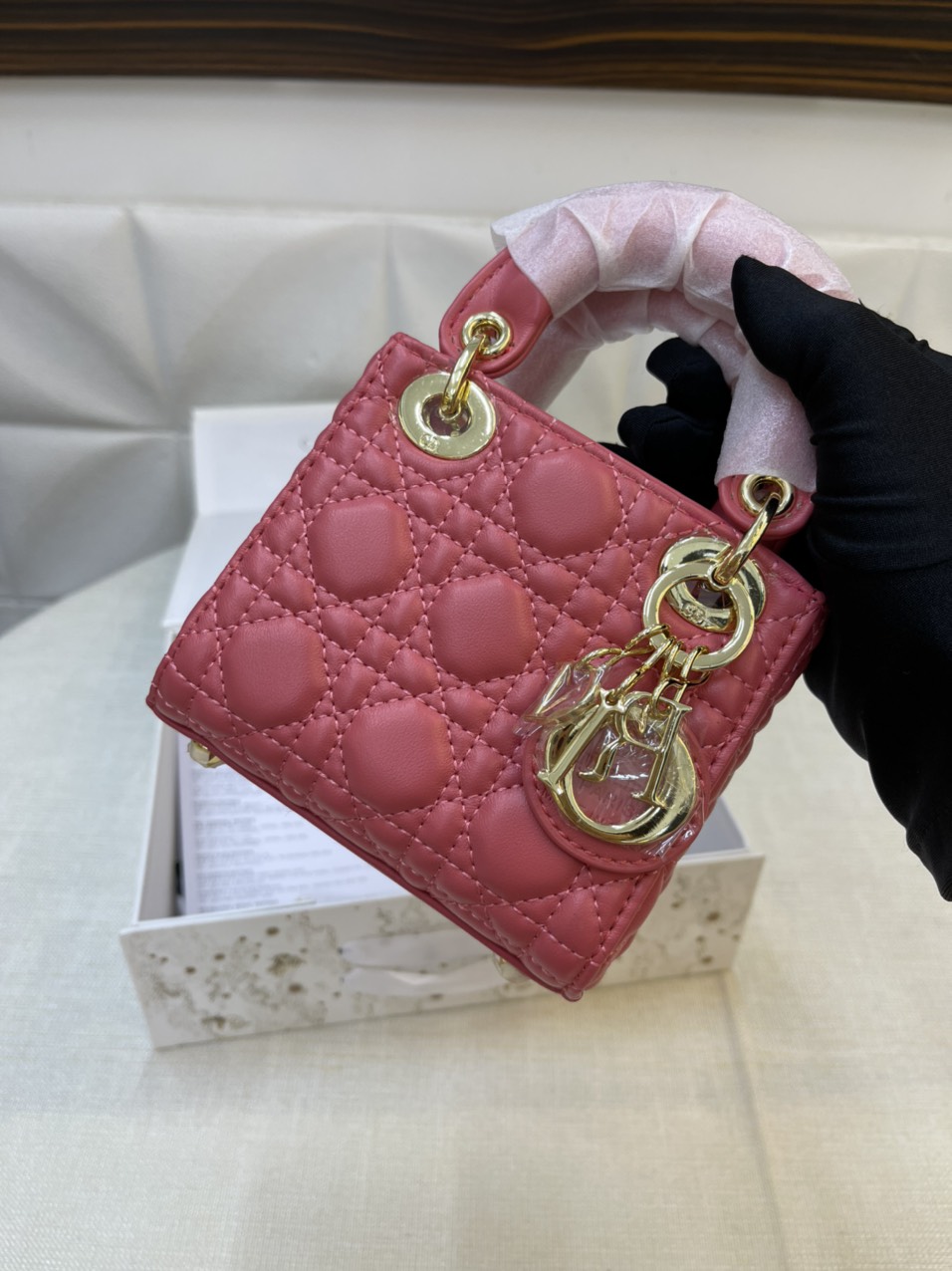 Túi xách Dior Super MICRO LADY DIOR BAG Màu Hồng