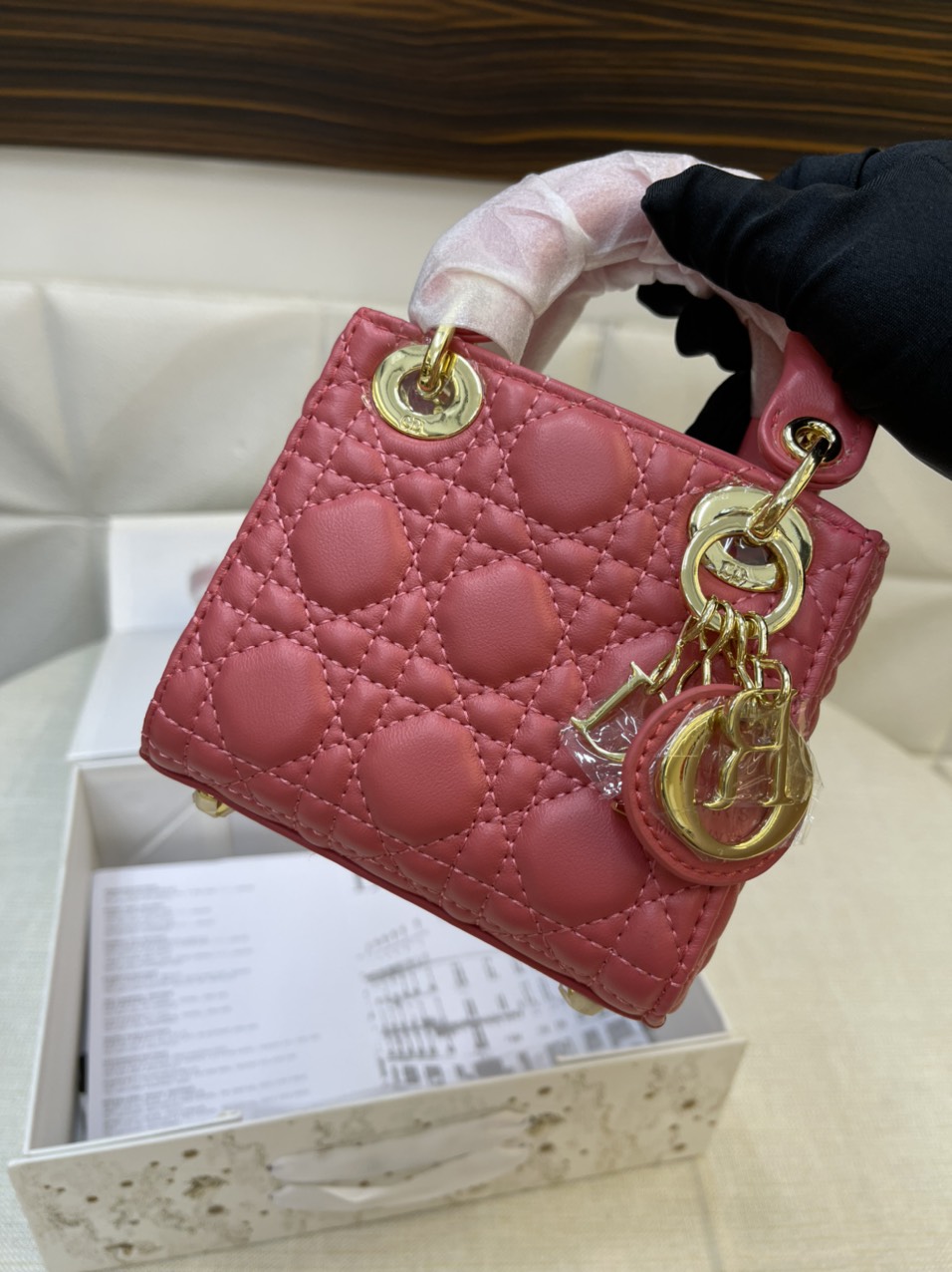 Túi xách Dior Super MICRO LADY DIOR BAG Màu Hồng