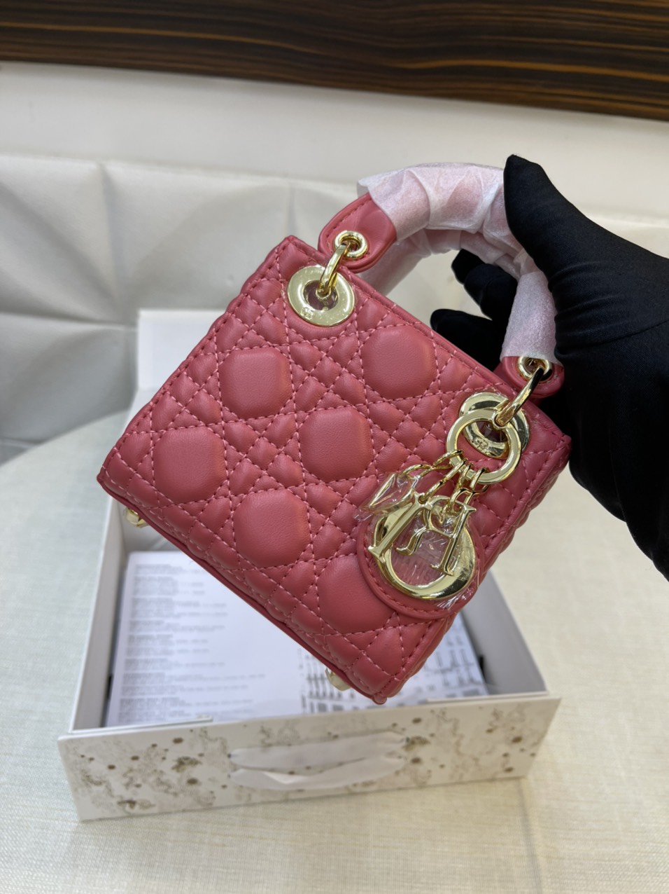 Túi xách Dior Super MICRO LADY DIOR BAG Màu Hồng