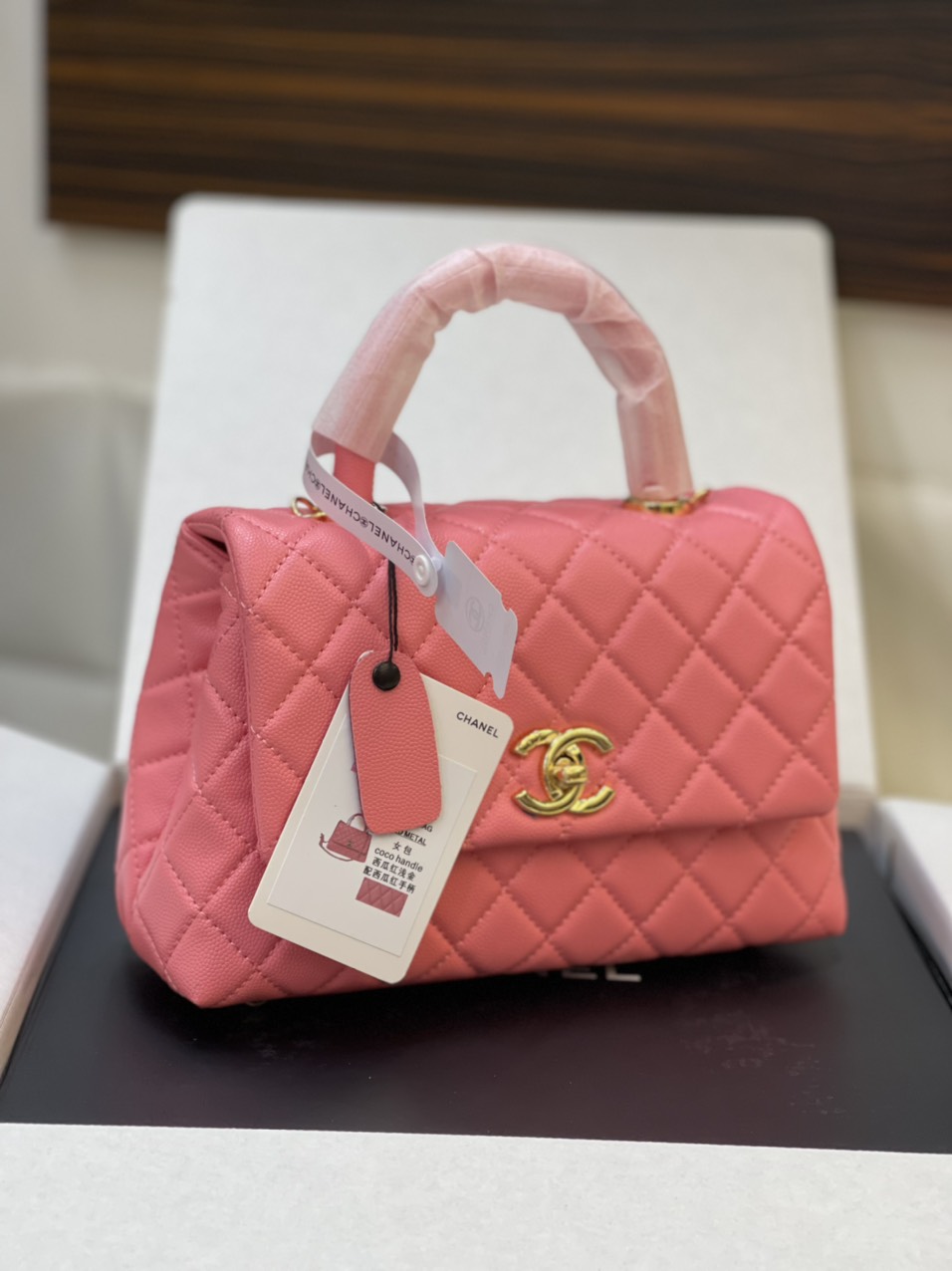 Túi Xách Chanel Super Caviar Quilted Extra Mini Coco Handle Flap Pink