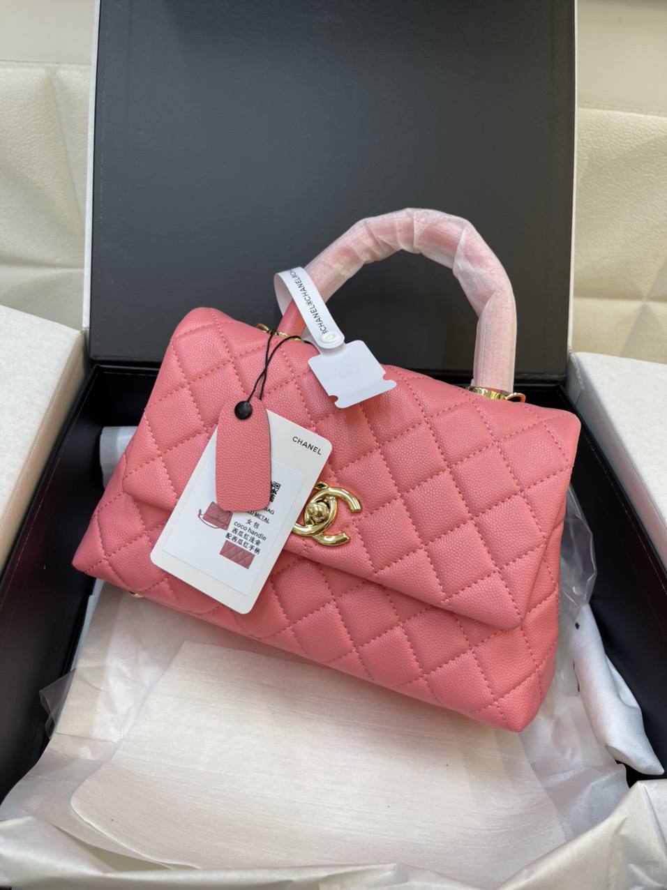 Túi Xách Chanel Super Caviar Quilted Extra Mini Coco Handle Flap Pink