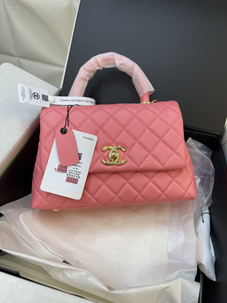 Túi Xách Chanel Super Caviar Quilted Extra Mini Coco Handle Flap Pink