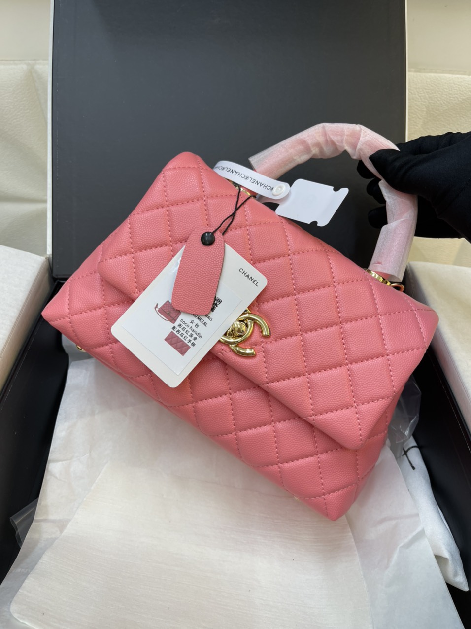 Túi Xách Chanel Super Caviar Quilted Extra Mini Coco Handle Flap Pink