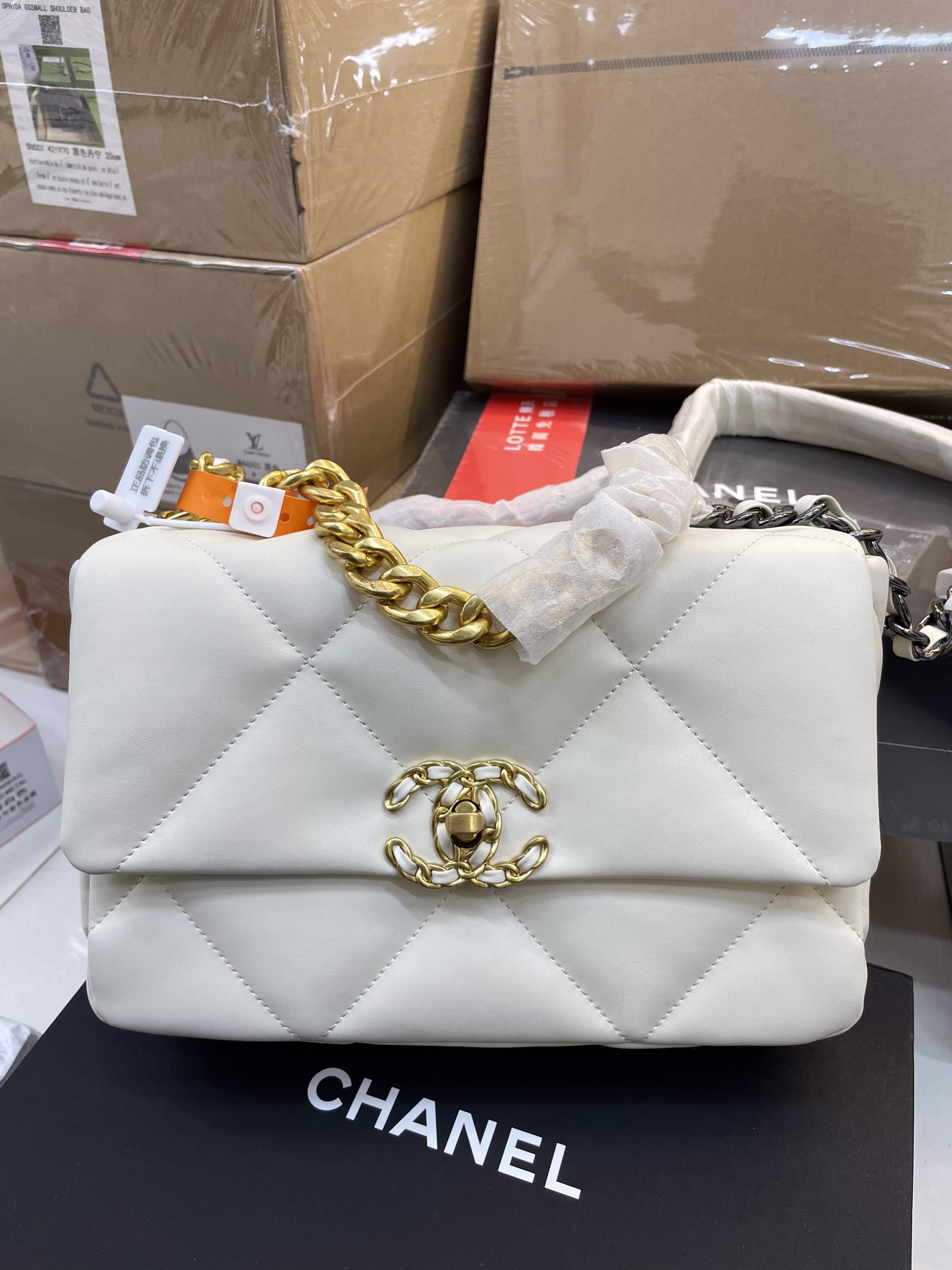 Túi Xách Chanel 19 Super Small Flap Bag White Size 26cm