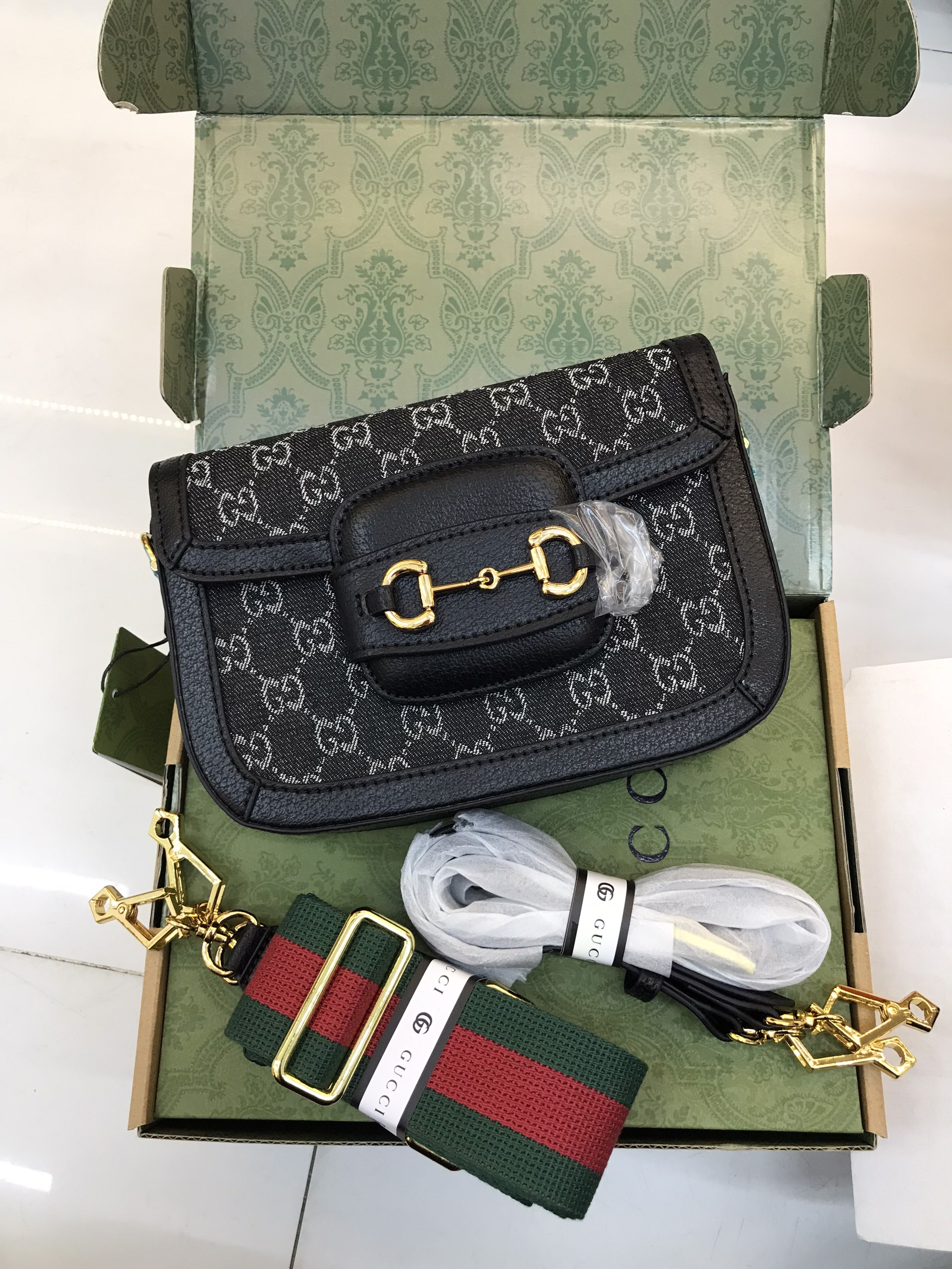 Túi Xách Gucci Super Horsebit 1955 Small Bag Màu Đen