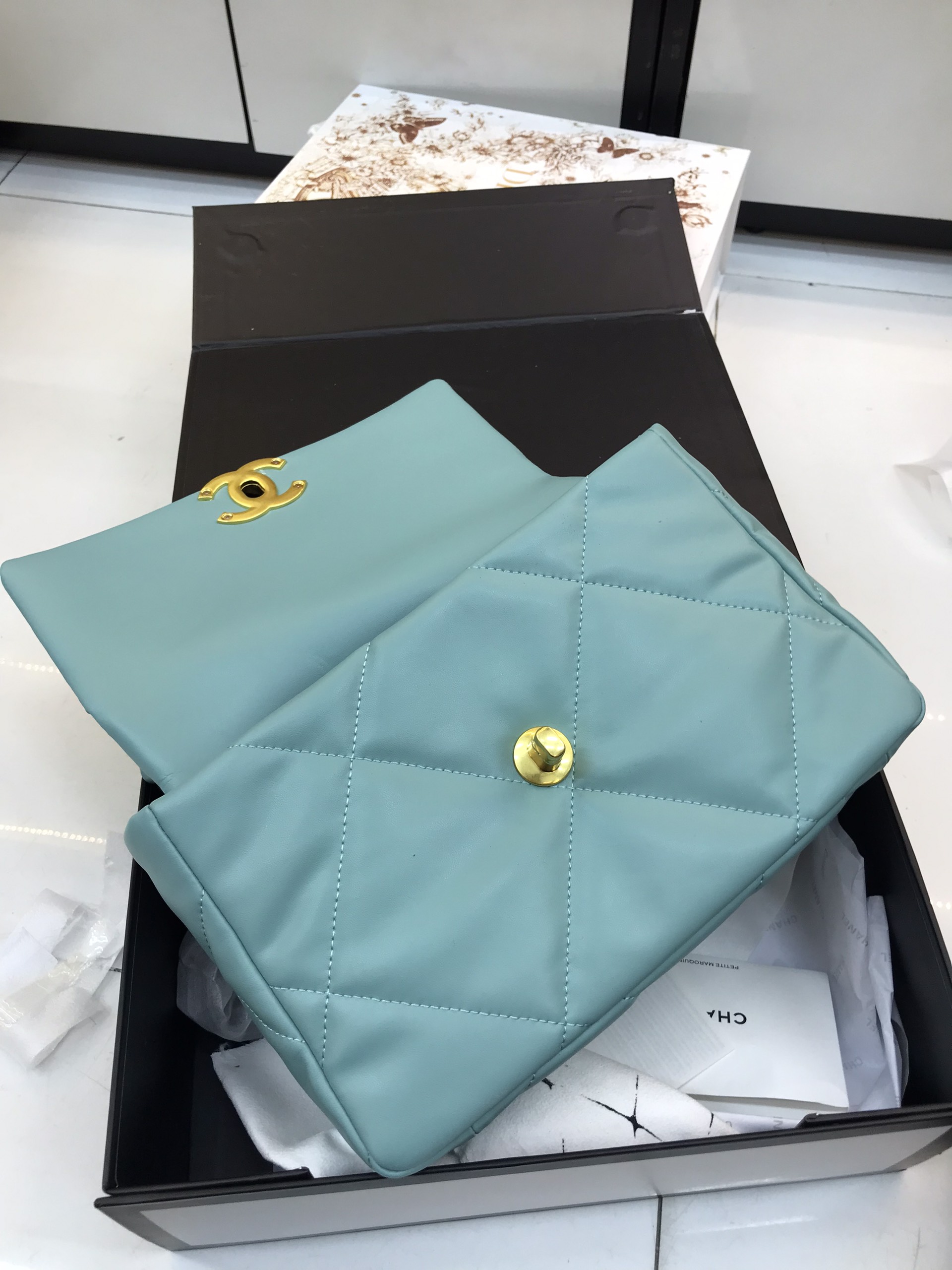 Túi Xách Chanel 19 Super Small Flap Bag Turquoise Size 26cm