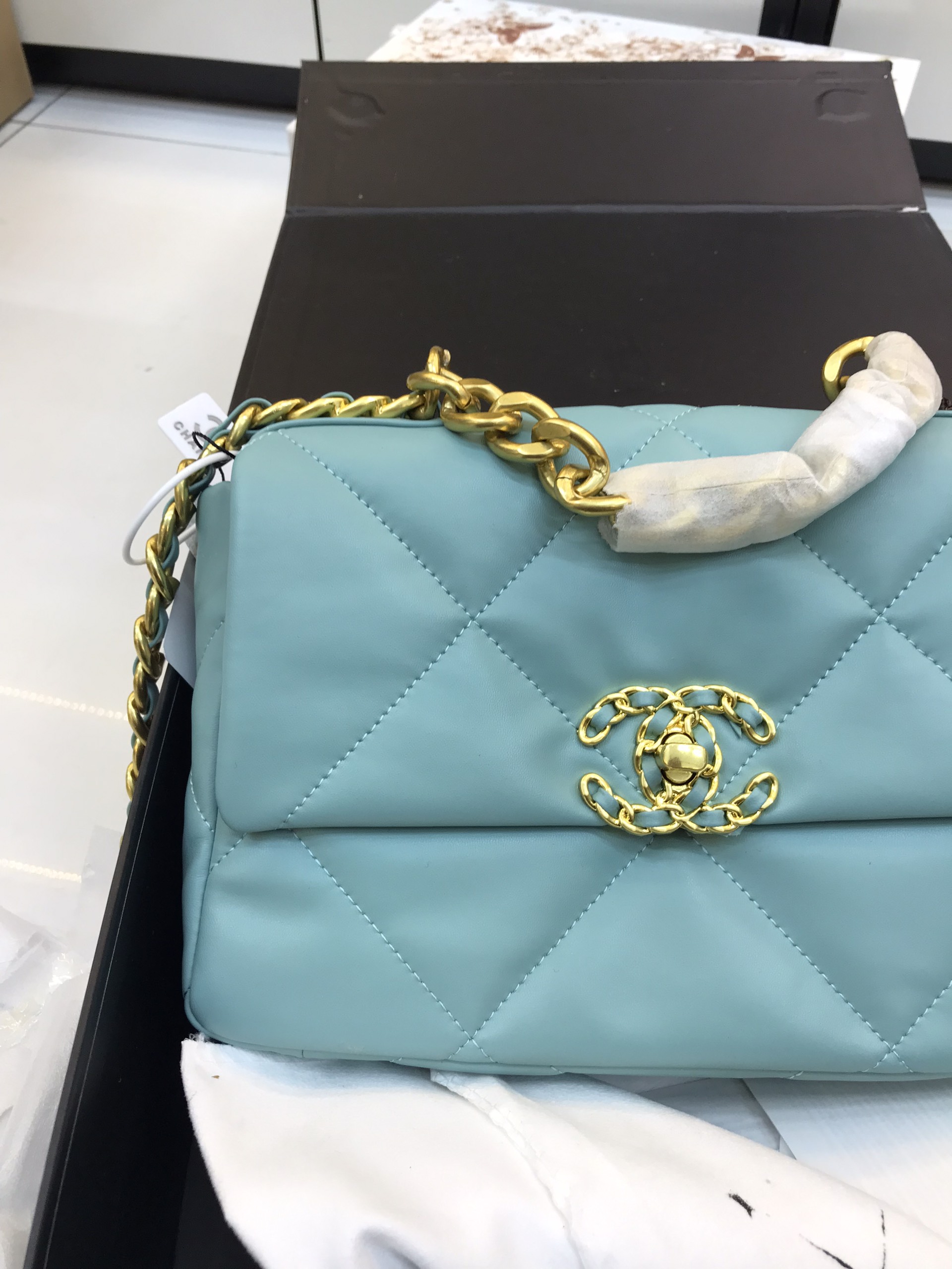 Túi Xách Chanel 19 Super Small Flap Bag Turquoise Size 26cm