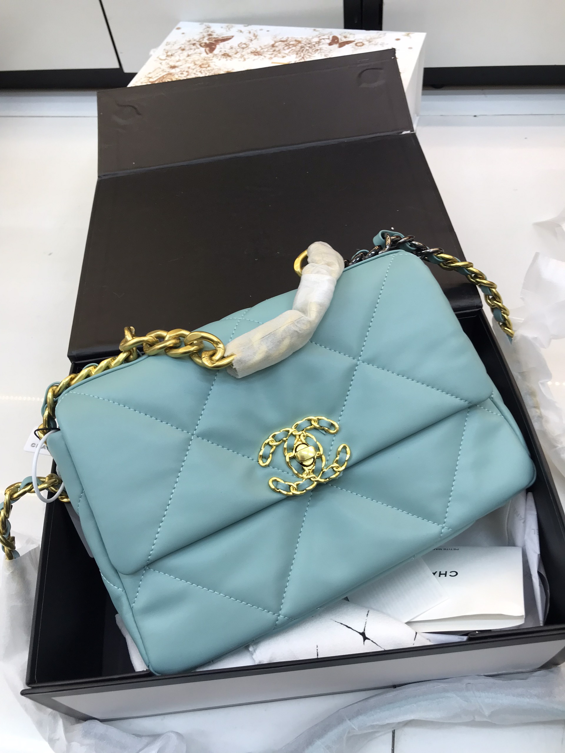 Túi Xách Chanel 19 Super Small Flap Bag Turquoise Size 26cm