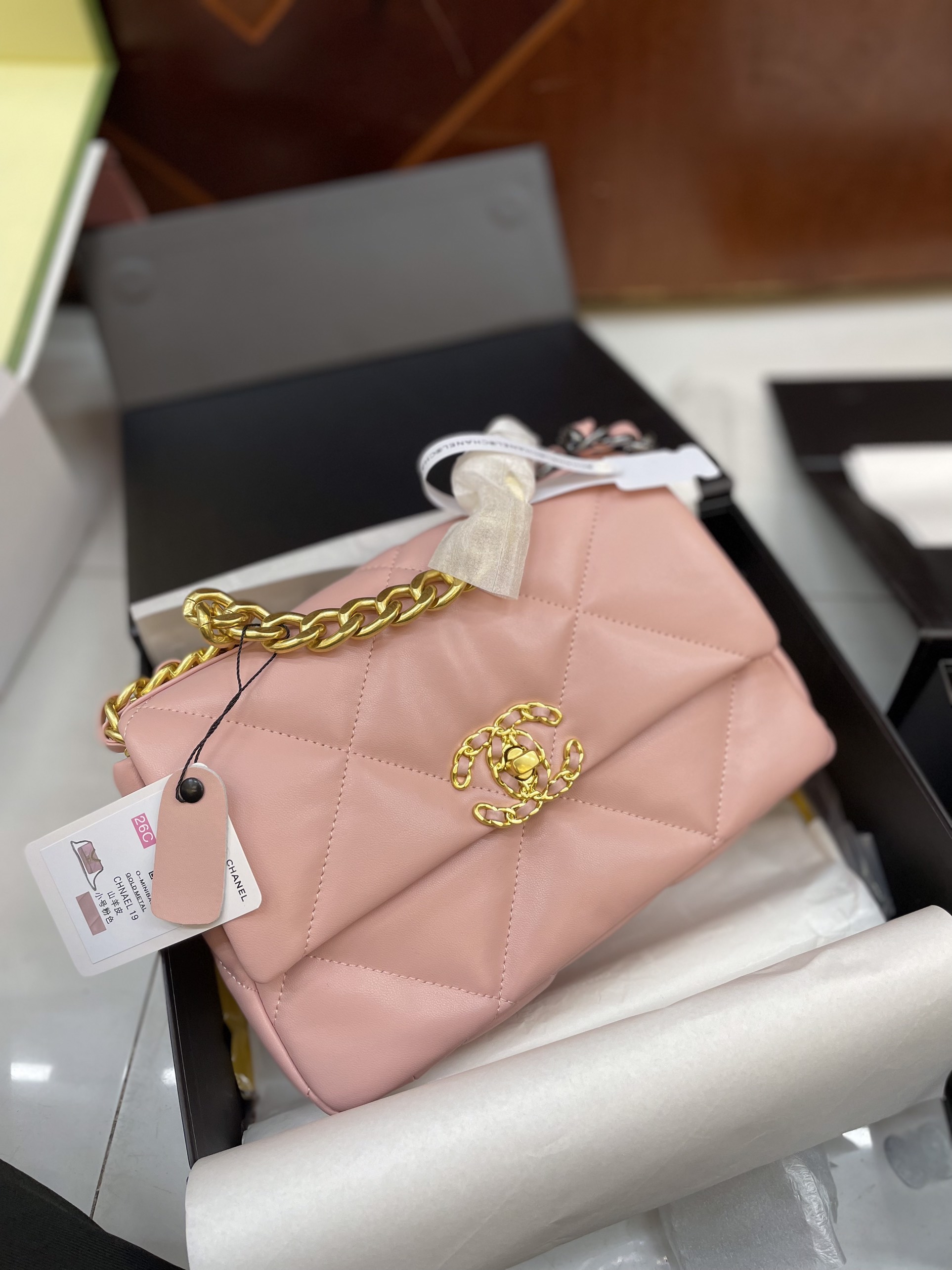 Túi Xách Chanel 19 Super Flap Bag In Pink Gold Lock Size 26cm