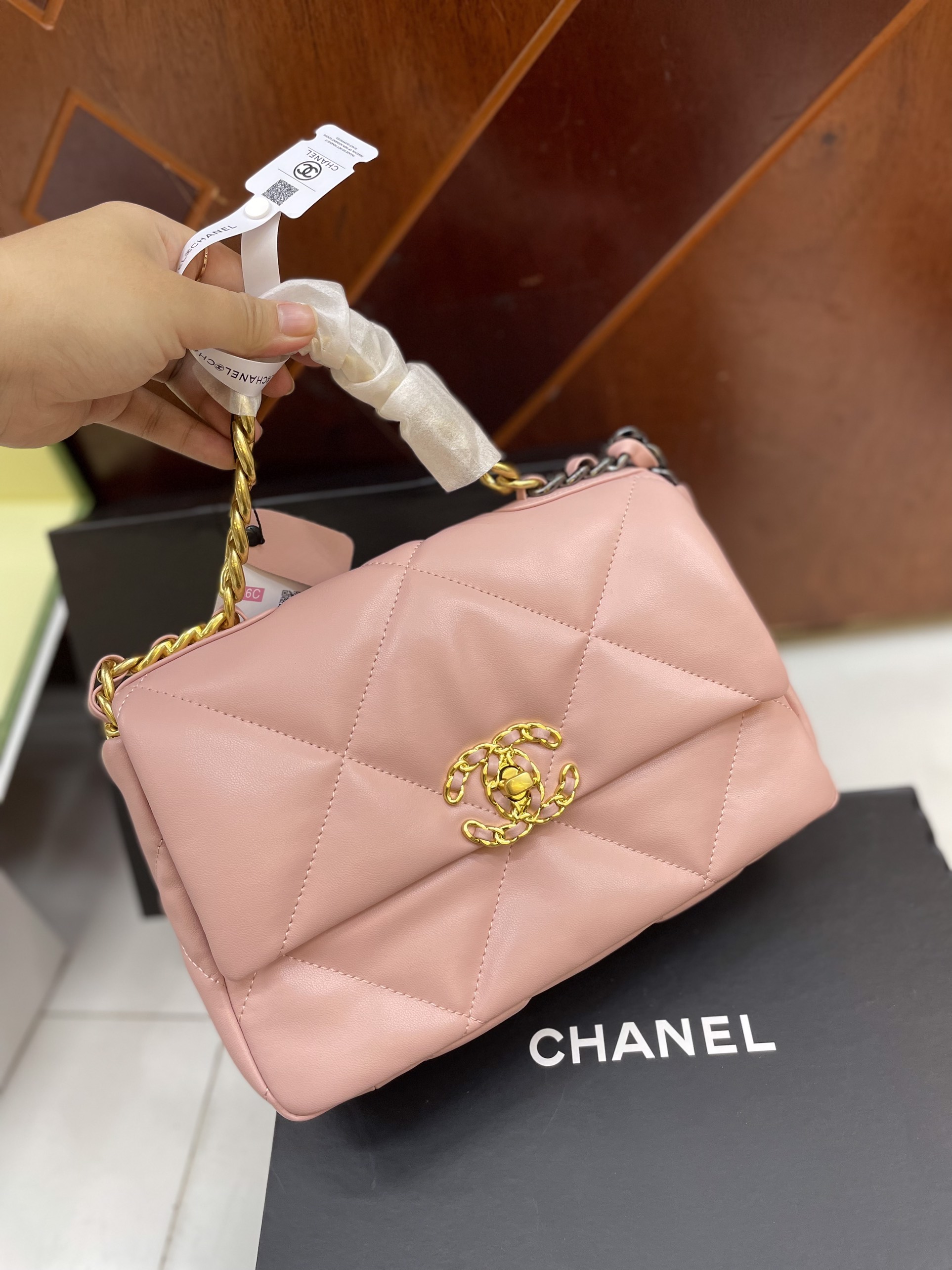 Túi Xách Chanel 19 Super Flap Bag In Pink Gold Lock Size 26cm