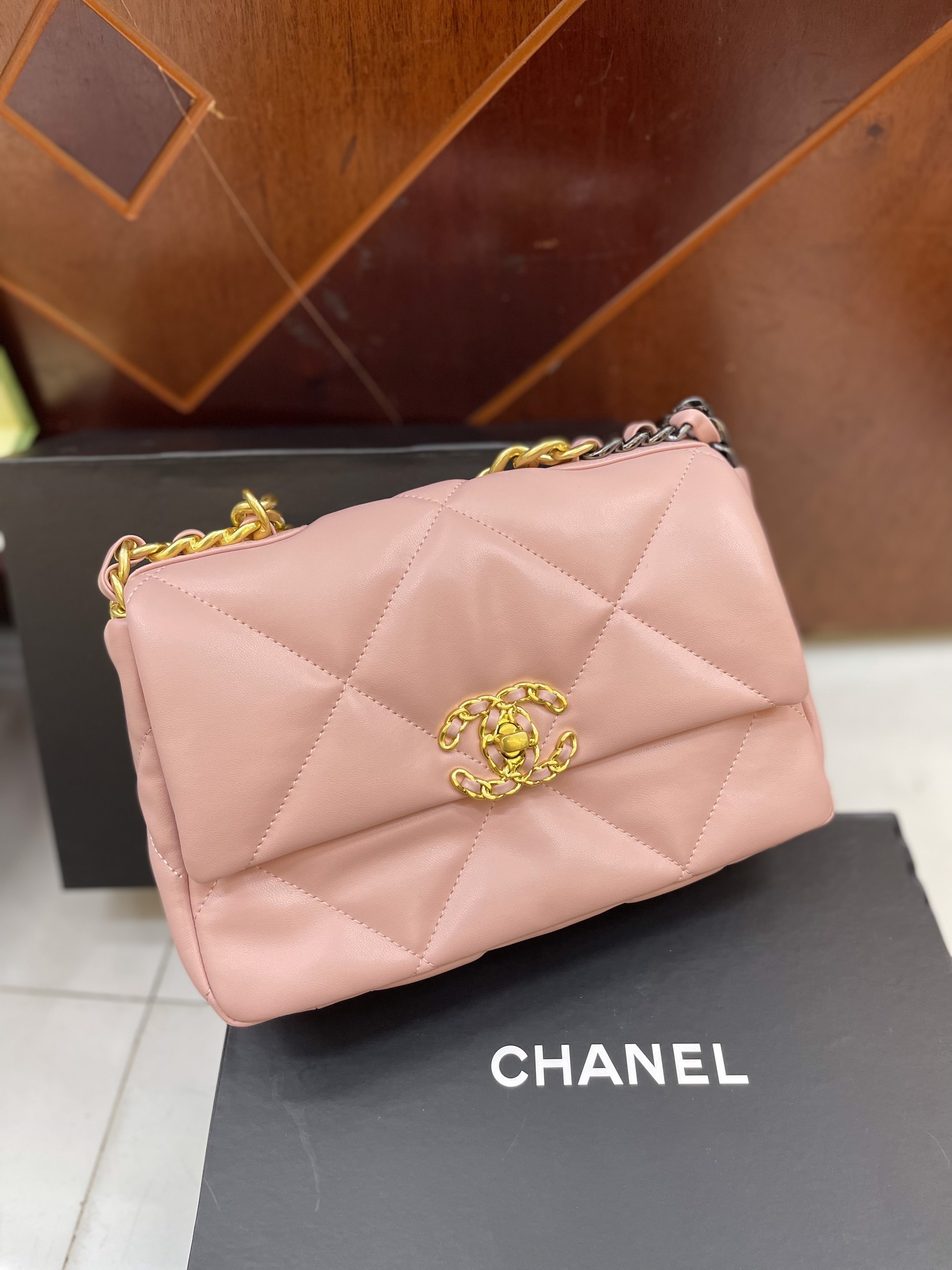 Túi Xách Chanel 19 Super Flap Bag In Pink Gold Lock Size 26cm