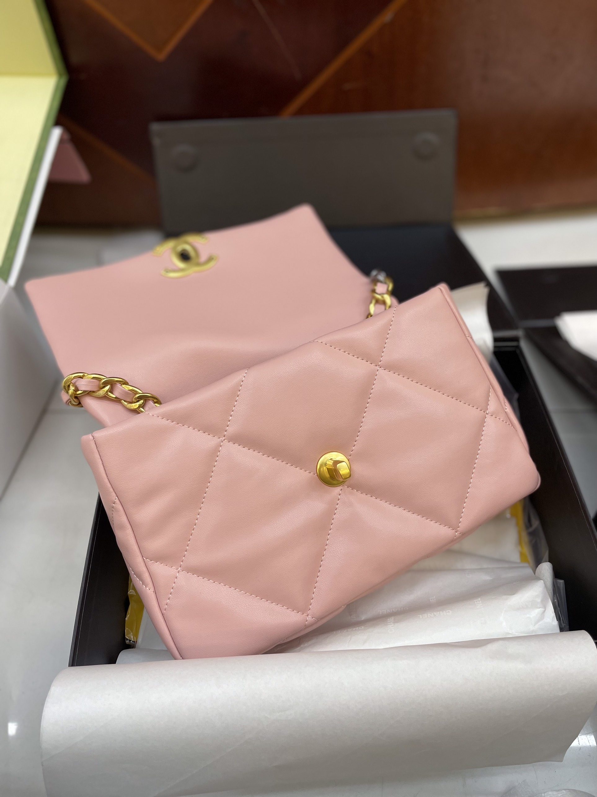 Túi Xách Chanel 19 Super Flap Bag In Pink Gold Lock Size 26cm
