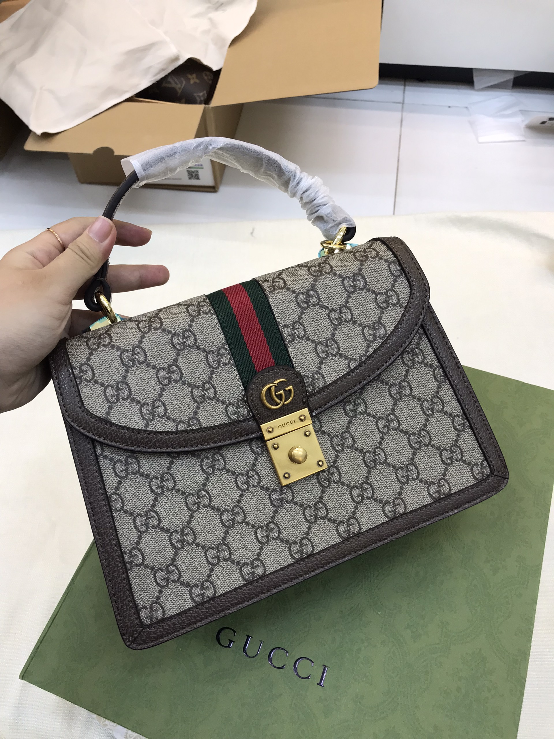 Túi Xách Gucci Super Ophidia Small Top Handle Bag Size 26cm
