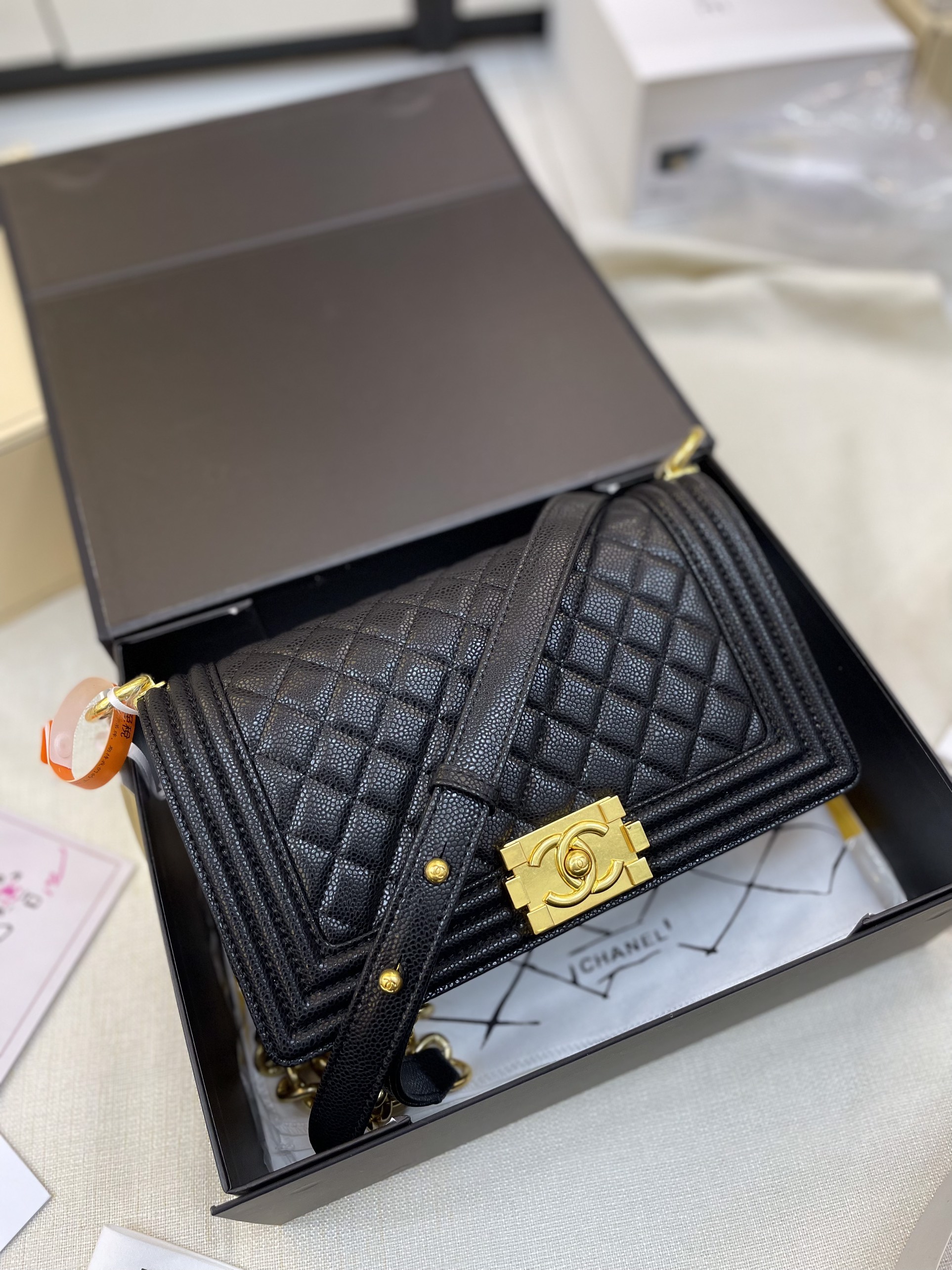 Túi Xách Chanel Super Caviar Boy Bag With Gold Hardware Medium Size 25cm