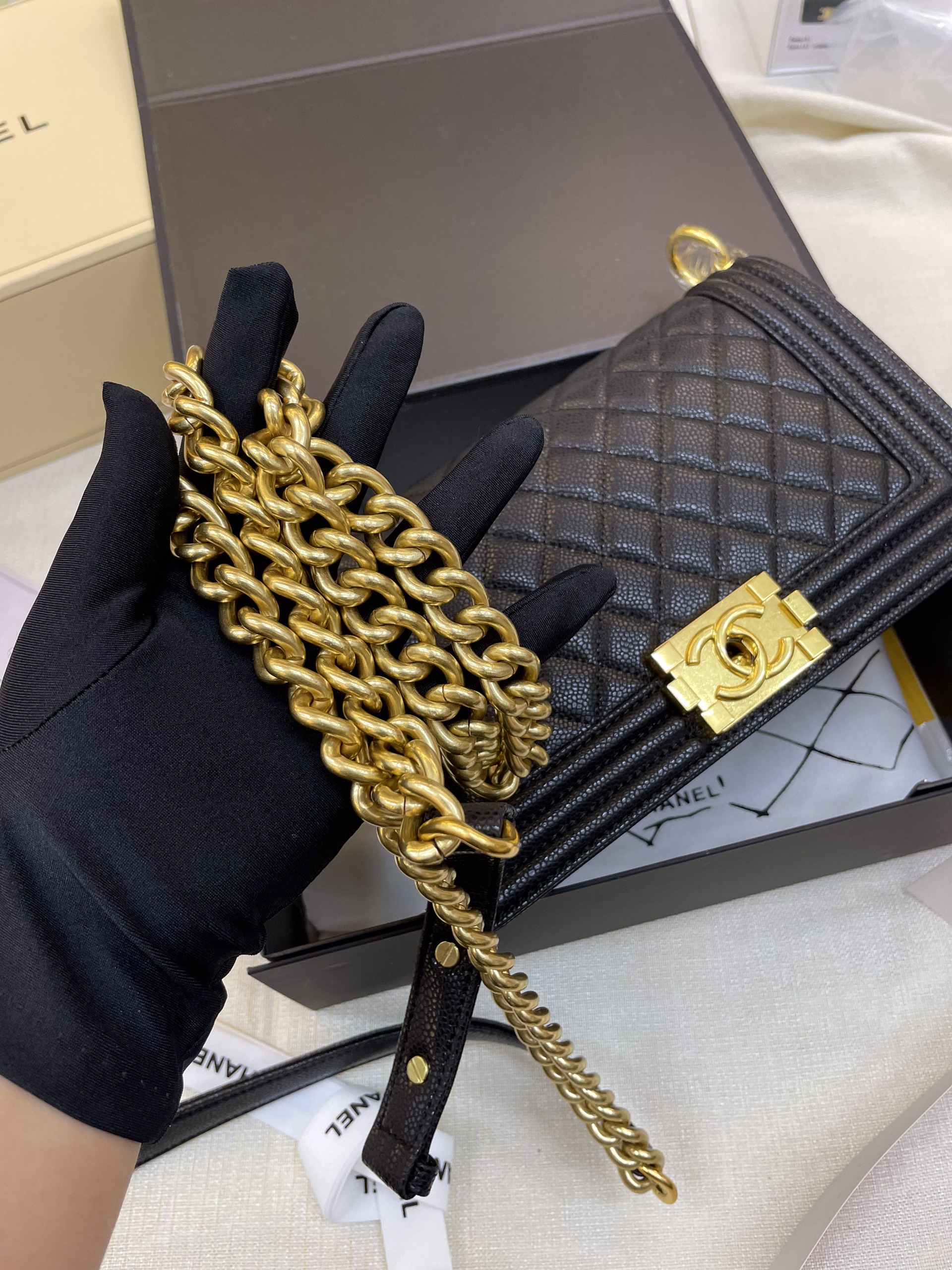 Túi Xách Chanel Super Caviar Boy Bag With Gold Hardware Medium Size 25cm