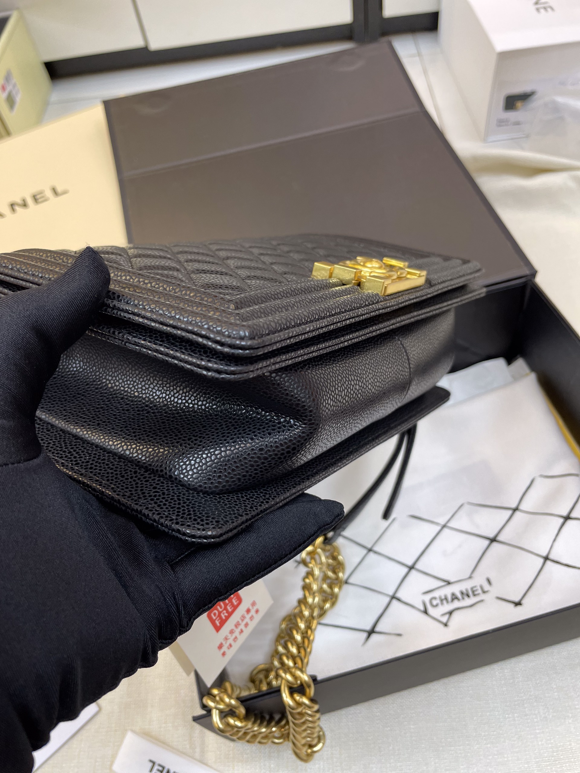 Túi Xách Chanel Super Caviar Boy Bag With Gold Hardware Medium Size 25cm