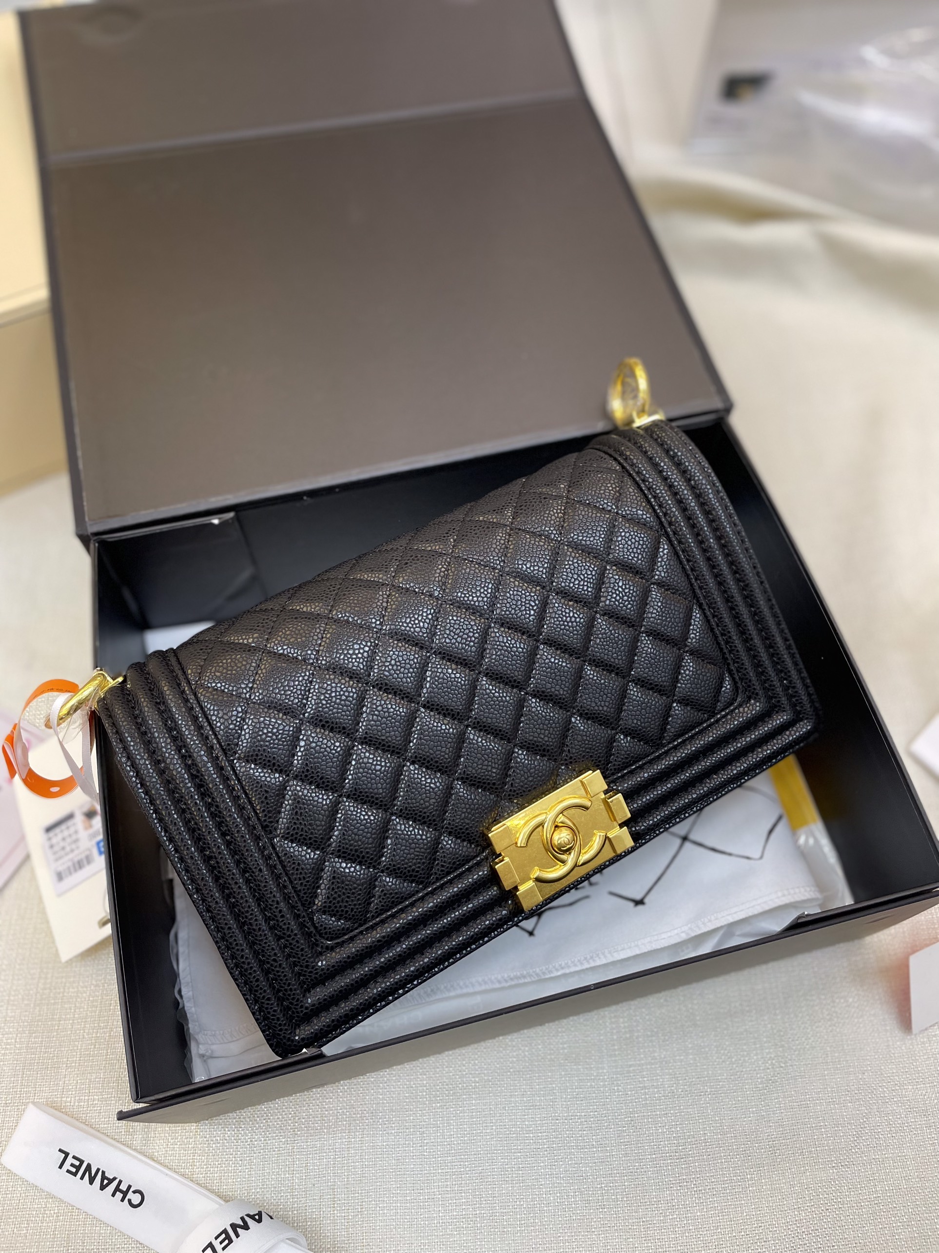 Túi Xách Chanel Super Caviar Boy Bag With Gold Hardware Medium Size 25cm
