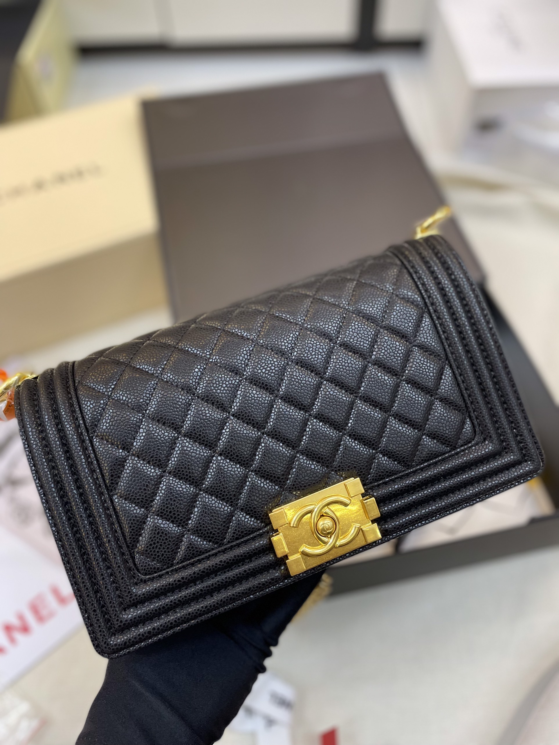 Túi Xách Chanel Super Caviar Boy Bag With Gold Hardware Medium Size 25cm