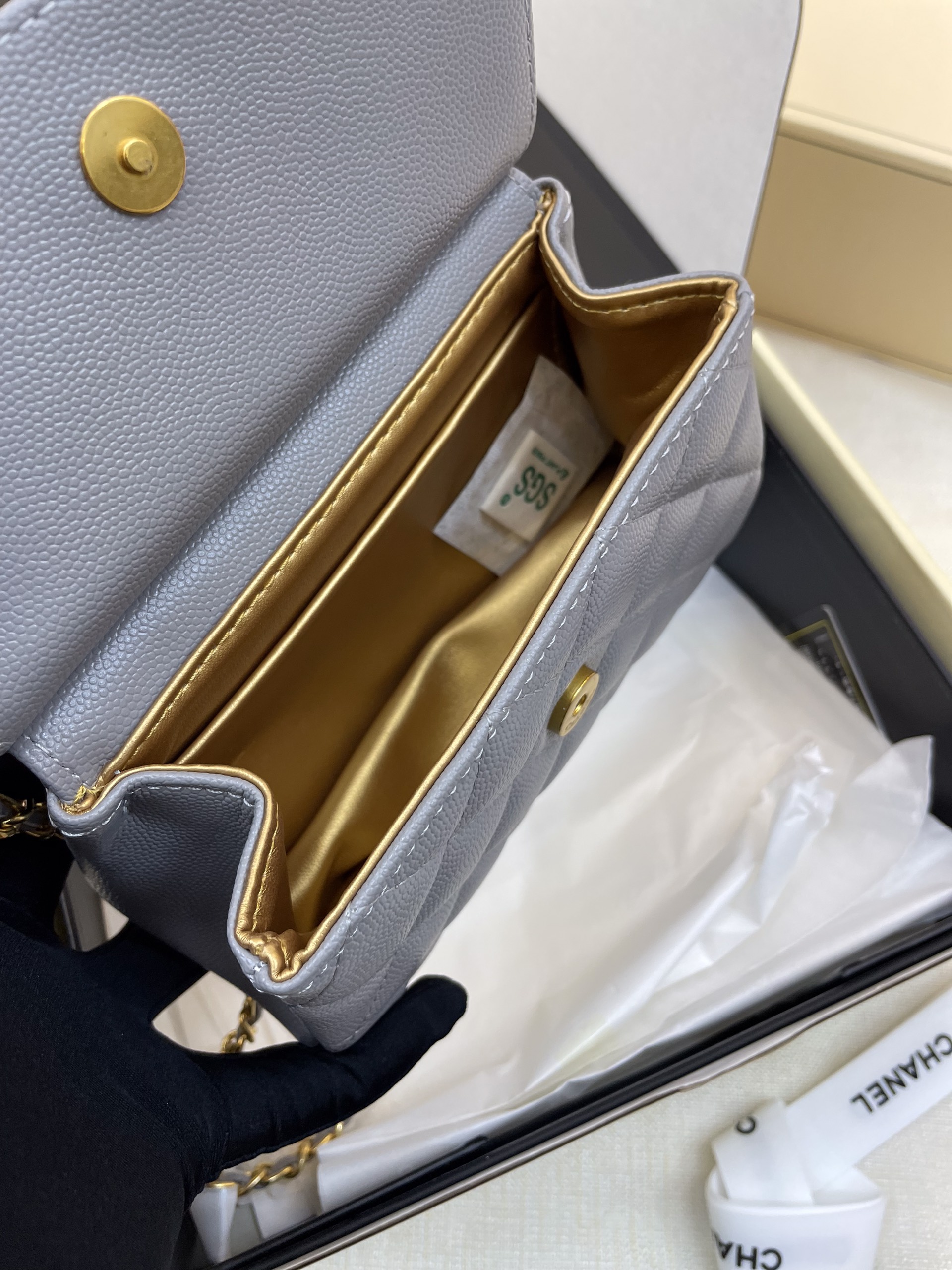 Túi Xách Chanel super Clutch with Chain Màu Xanh