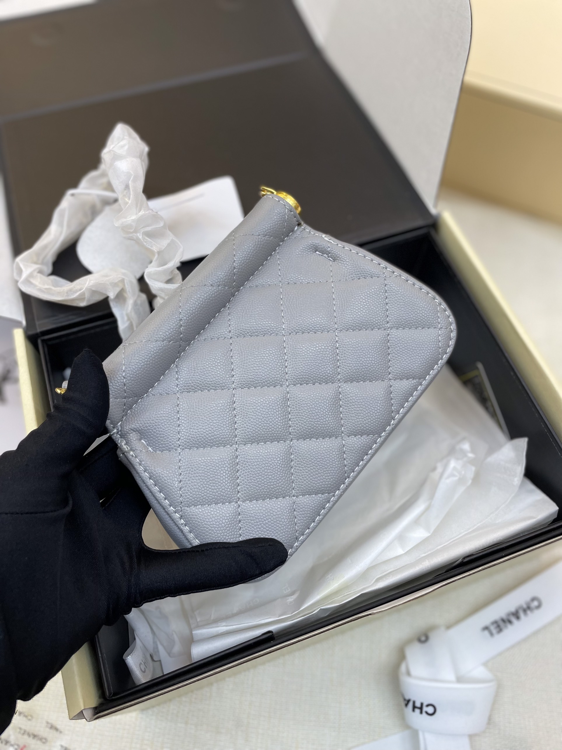 Túi Xách Chanel super Clutch with Chain Màu Xanh