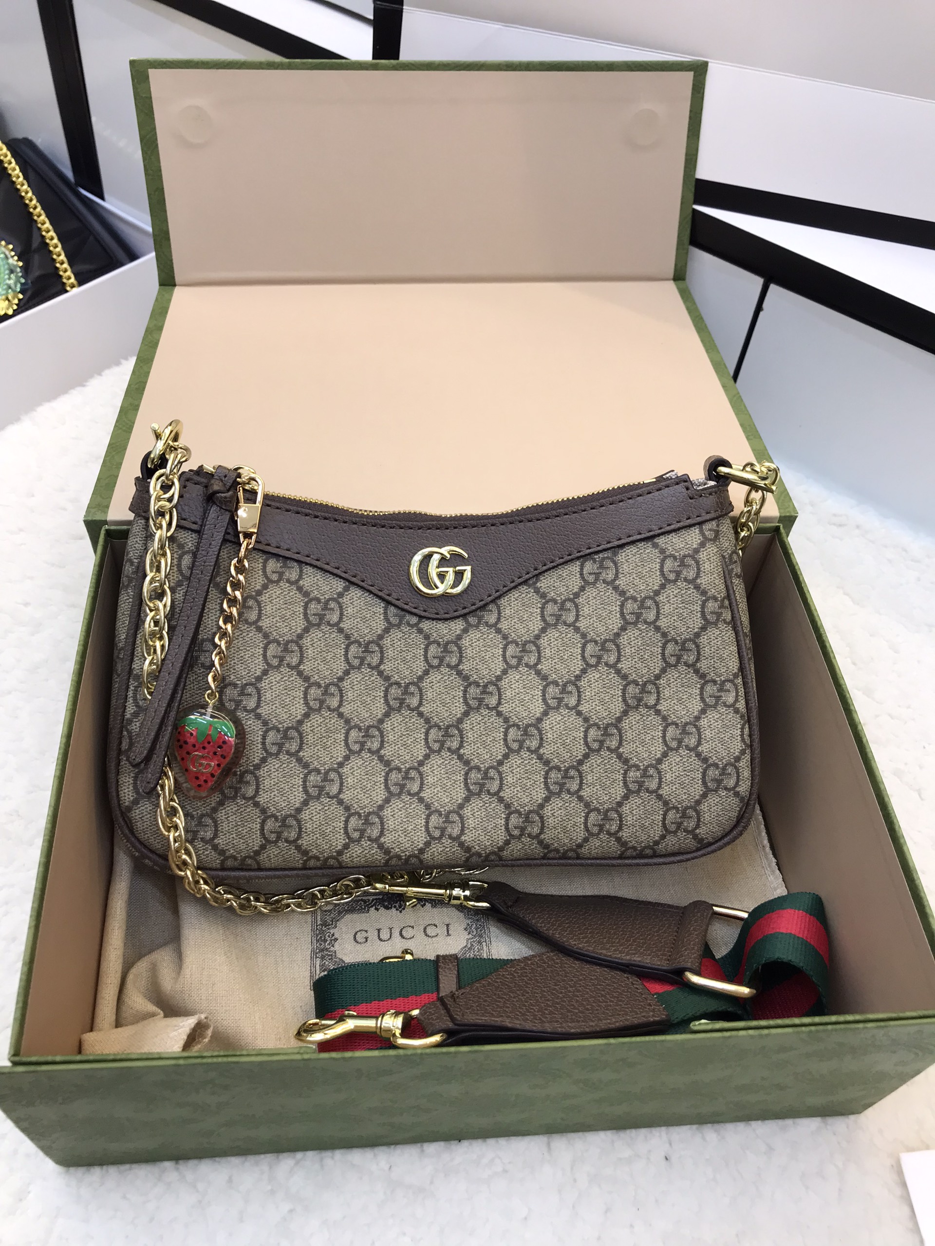 Túi xách Gucci Ophidia Super Màu Nâu Kèm Phụ Kiện Size 24cm