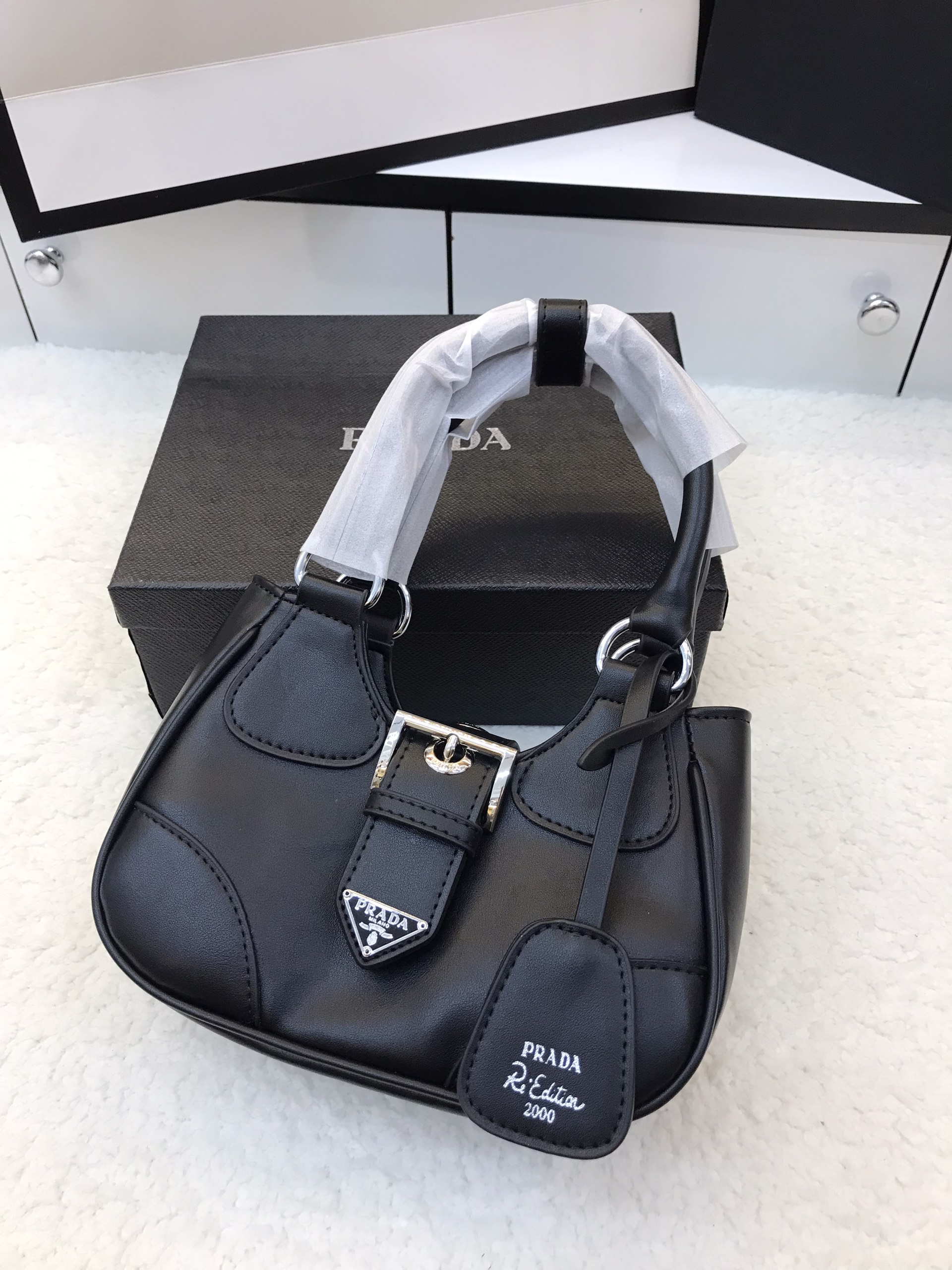 Túi Xách Prada Super Moon Bag Latest Re-nylon Màu Đen