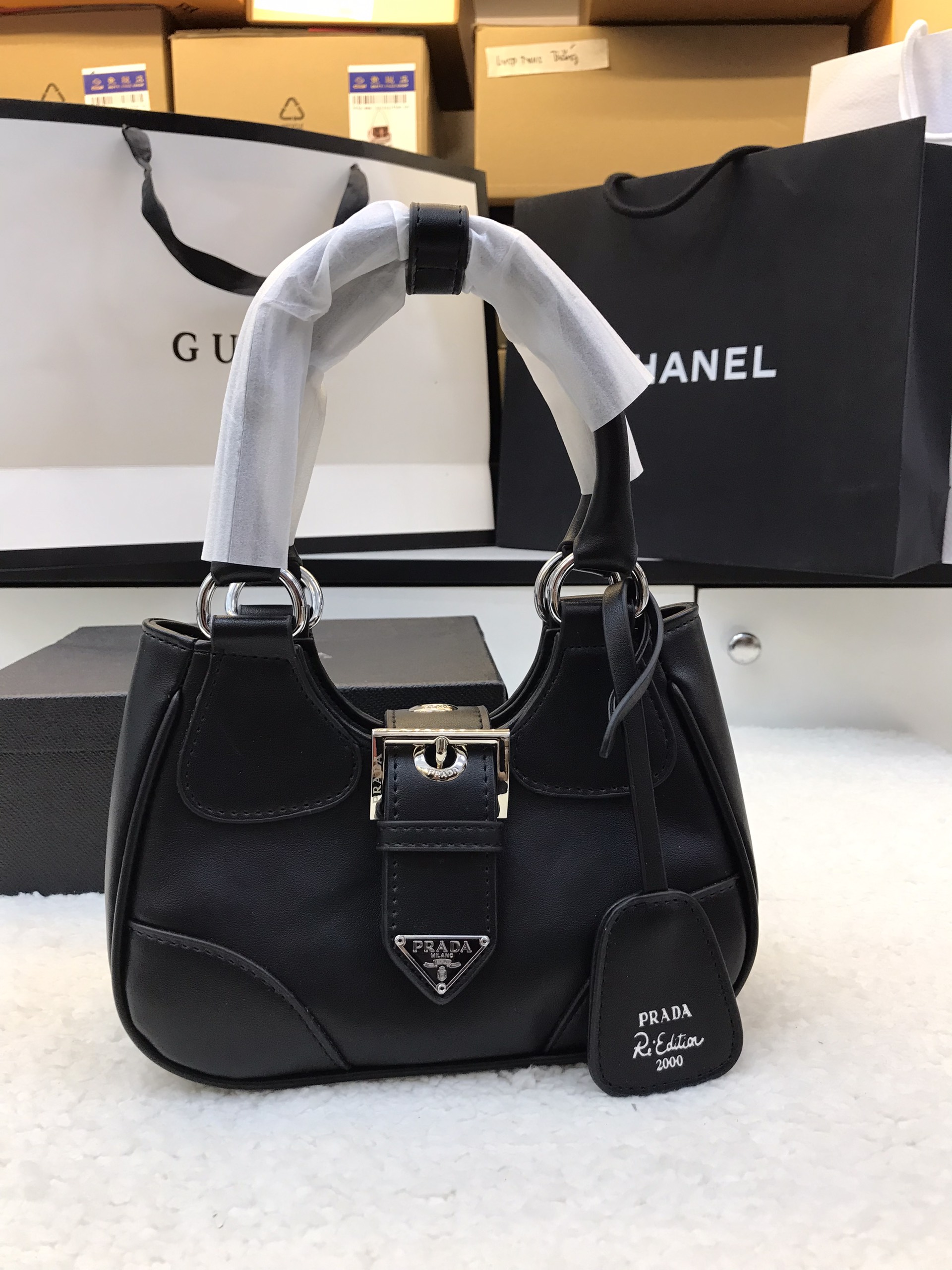 Túi Xách Prada Super Moon Bag Latest Re-nylon Màu Đen