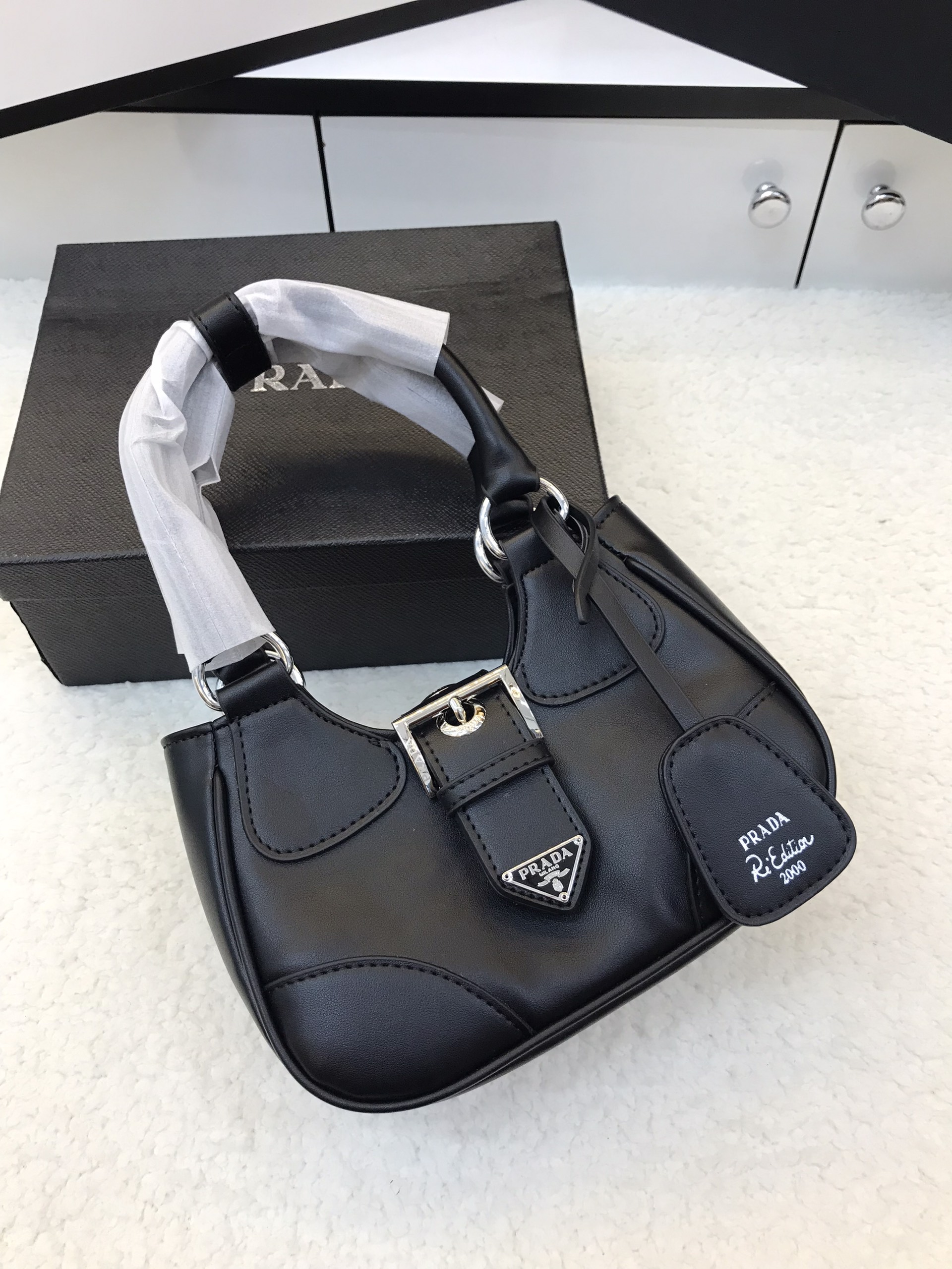Túi Xách Prada Super Moon Bag Latest Re-nylon Màu Đen