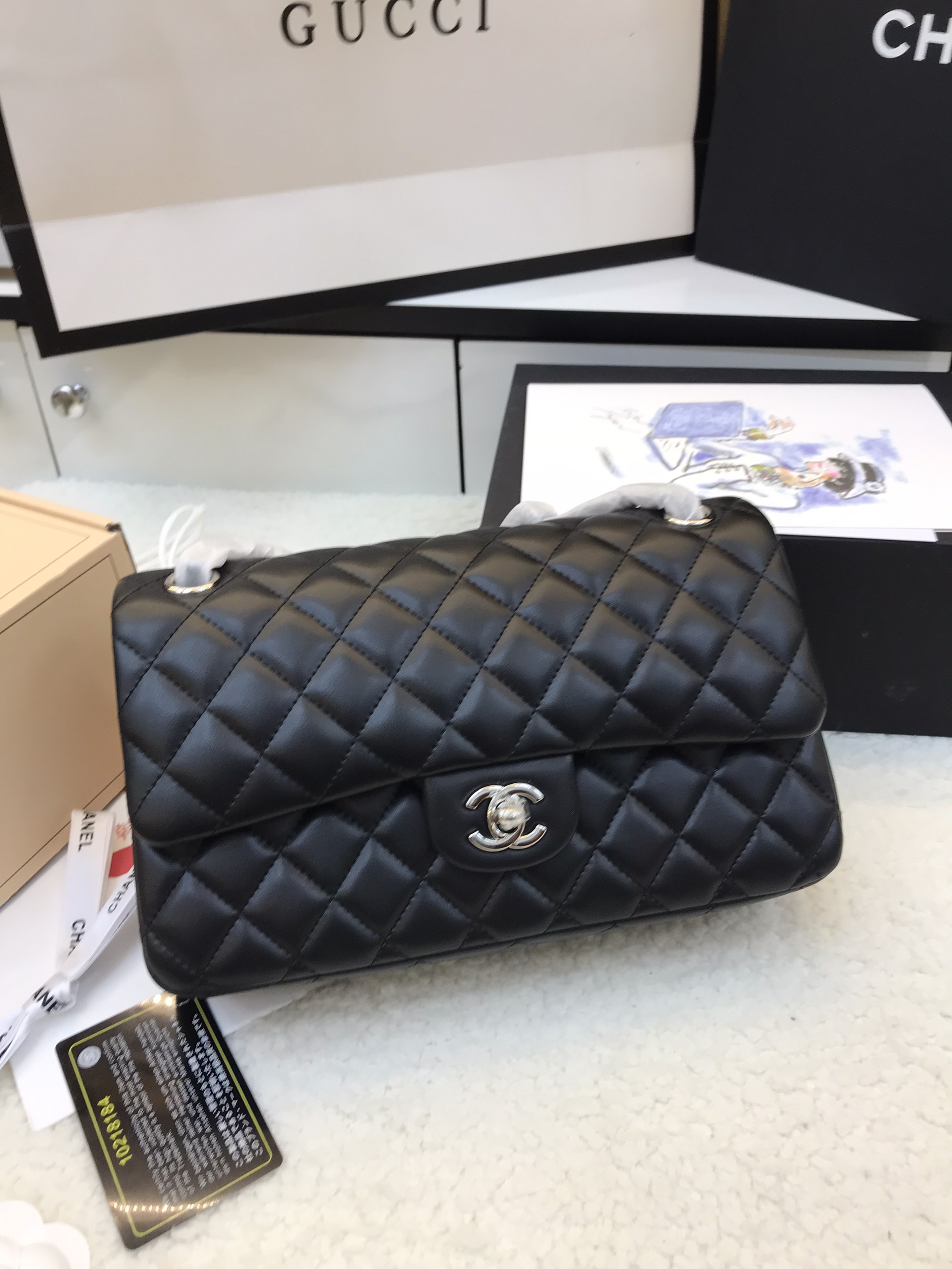 Túi Xách Chanel  Classic Super Khóa Bạc Màu Đen Size 26cm