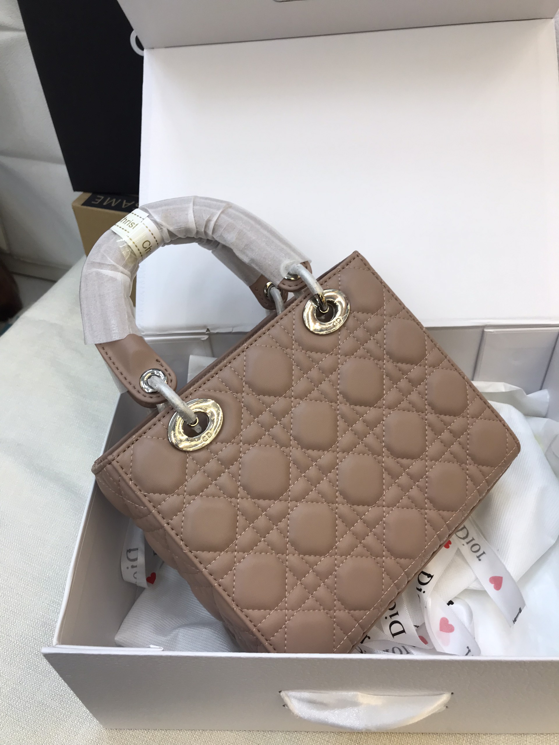 Túi Xách Dior Lady Super Da Lì Màu Hồng Size 21cm