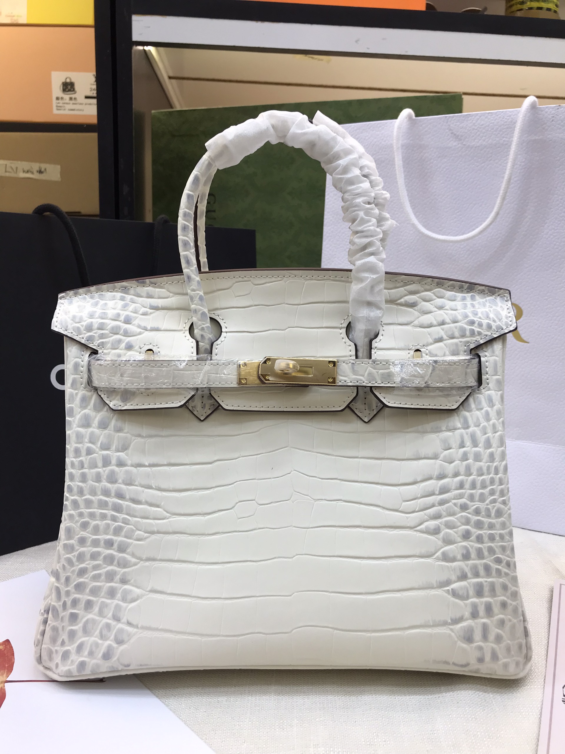 Túi xách Hermer Birkin Super Da Togo Màu Trắng Khóa Vàng Size 30cm