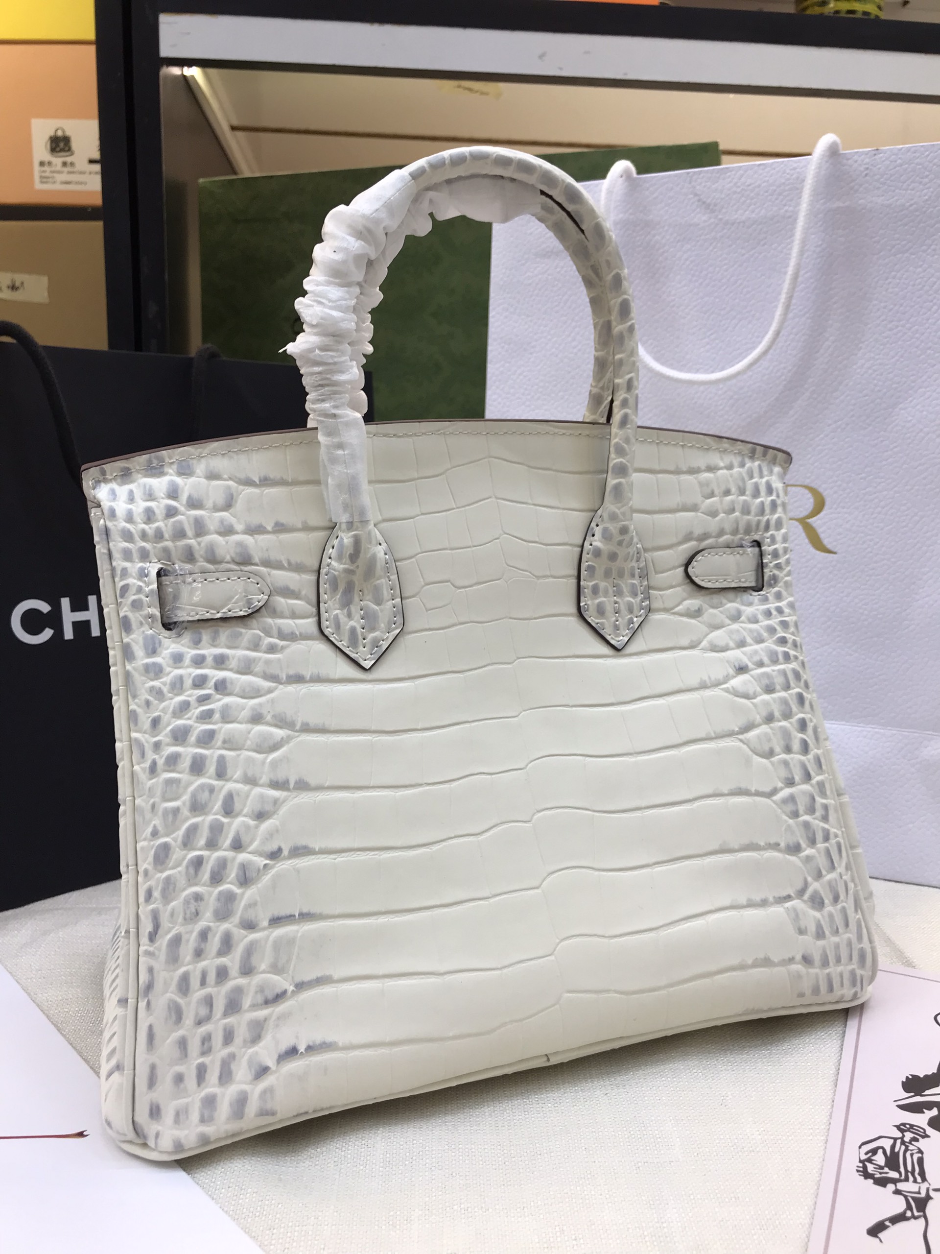 Túi xách Hermer Birkin Super Da Togo Màu Trắng Khóa Vàng Size 30cm