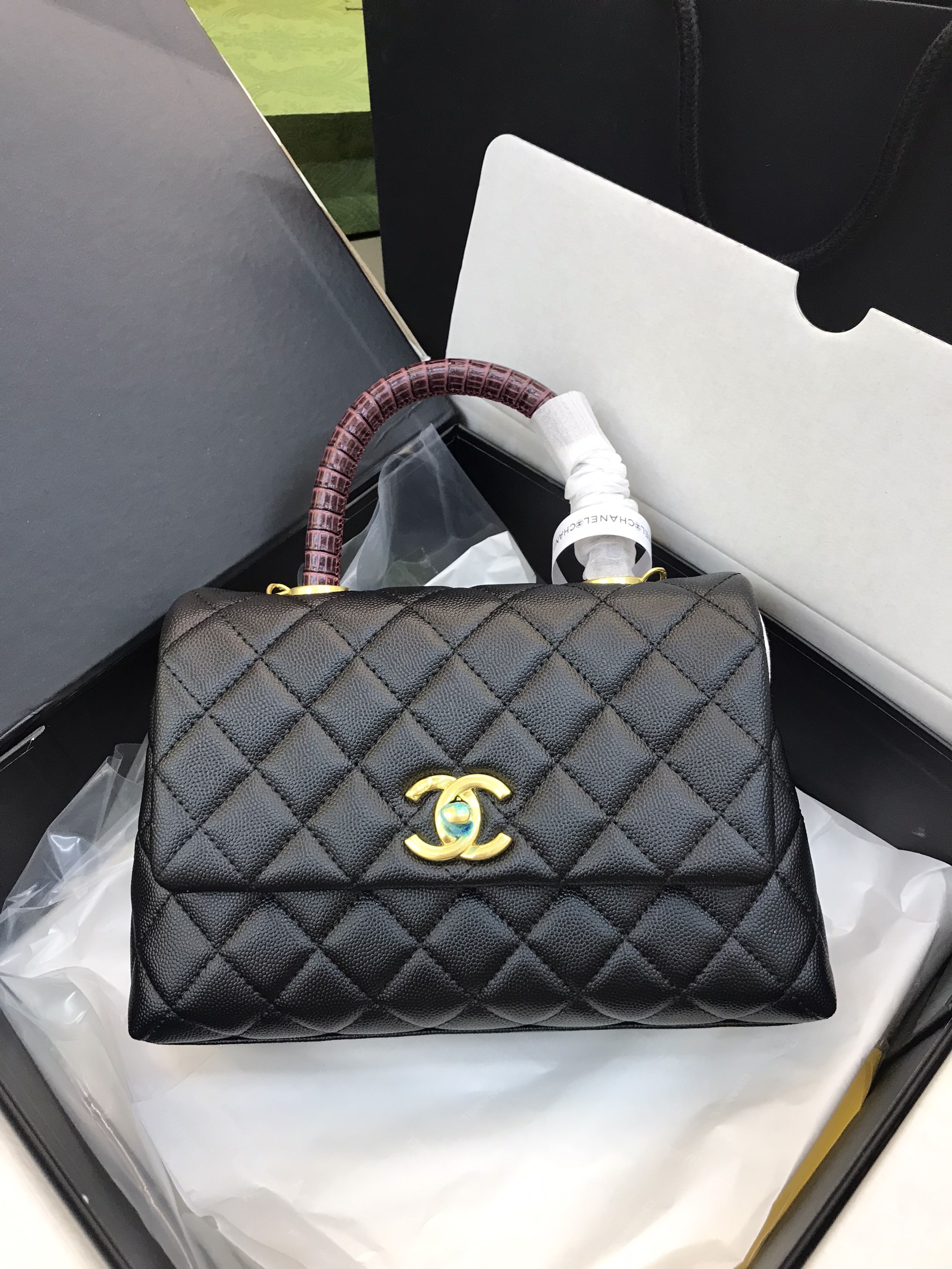 Túi Xách Chanel Coco Super Màu Kem Quai Vân Khóa Vàng Size 23cm