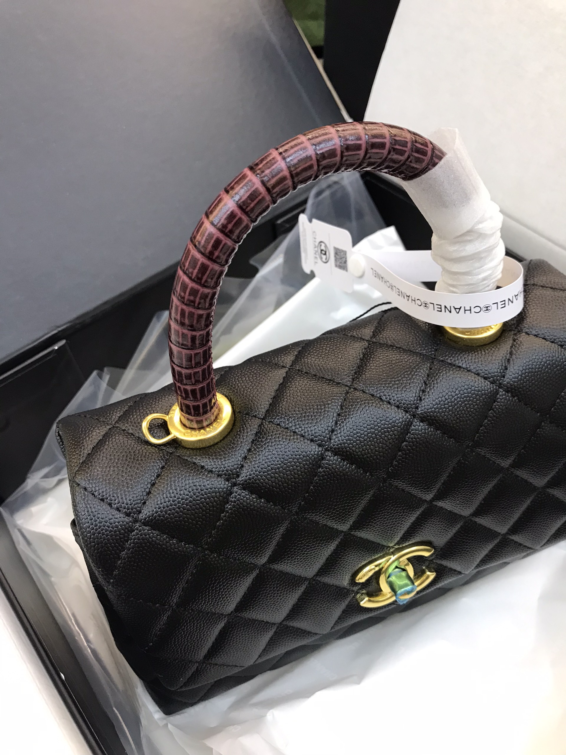 Túi Xách Chanel Coco Super Màu Kem Quai Vân Khóa Vàng Size 23cm