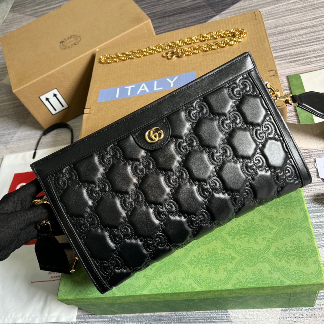 Túi Xách Gucci Matelassé Siêu Cấp Clutch Bag Màu Đen Size 32.5*20*10cm