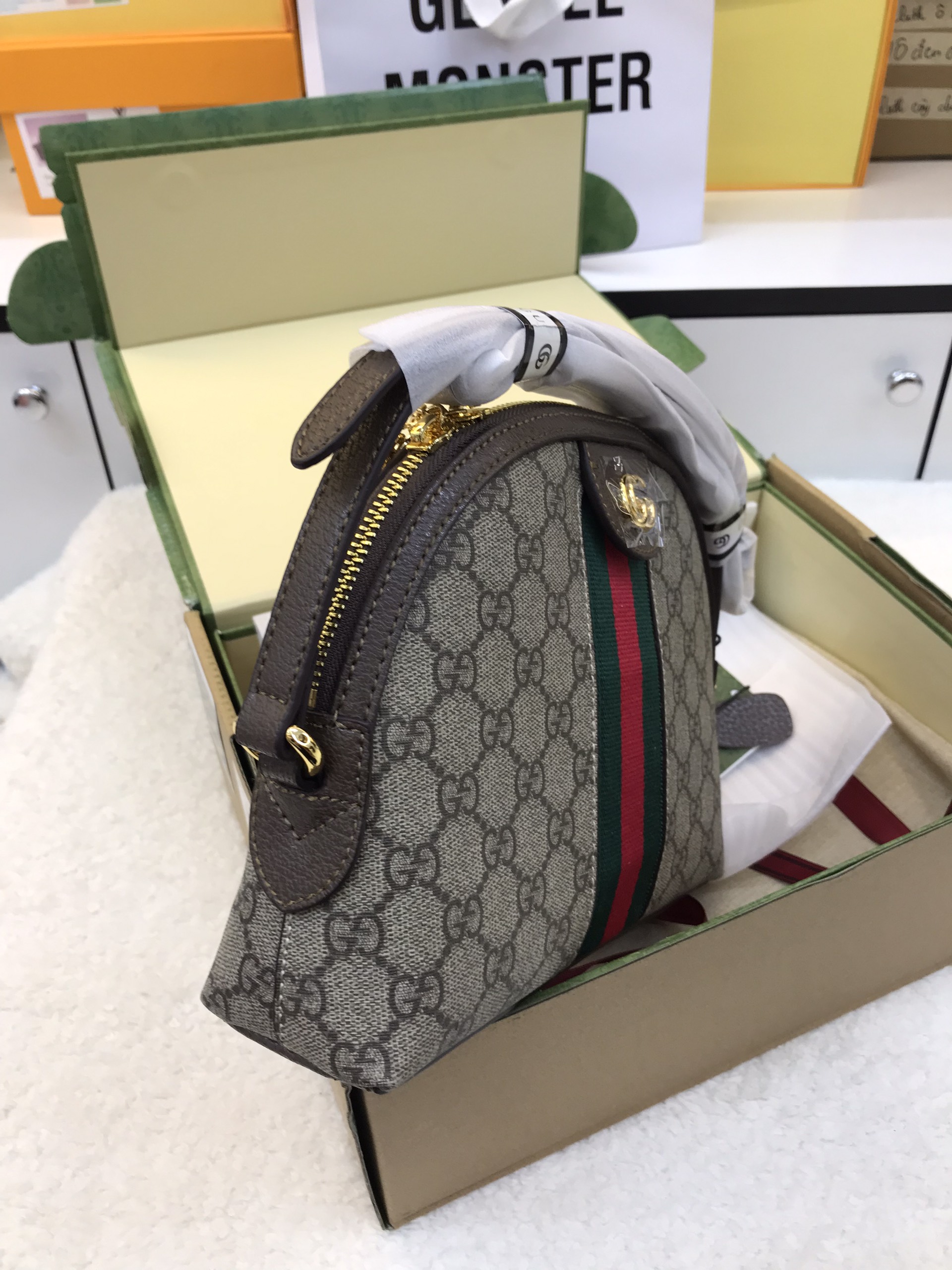 Túi Xách Gucci Super Ophidia Small Bag Size Dây Xanh 26cm