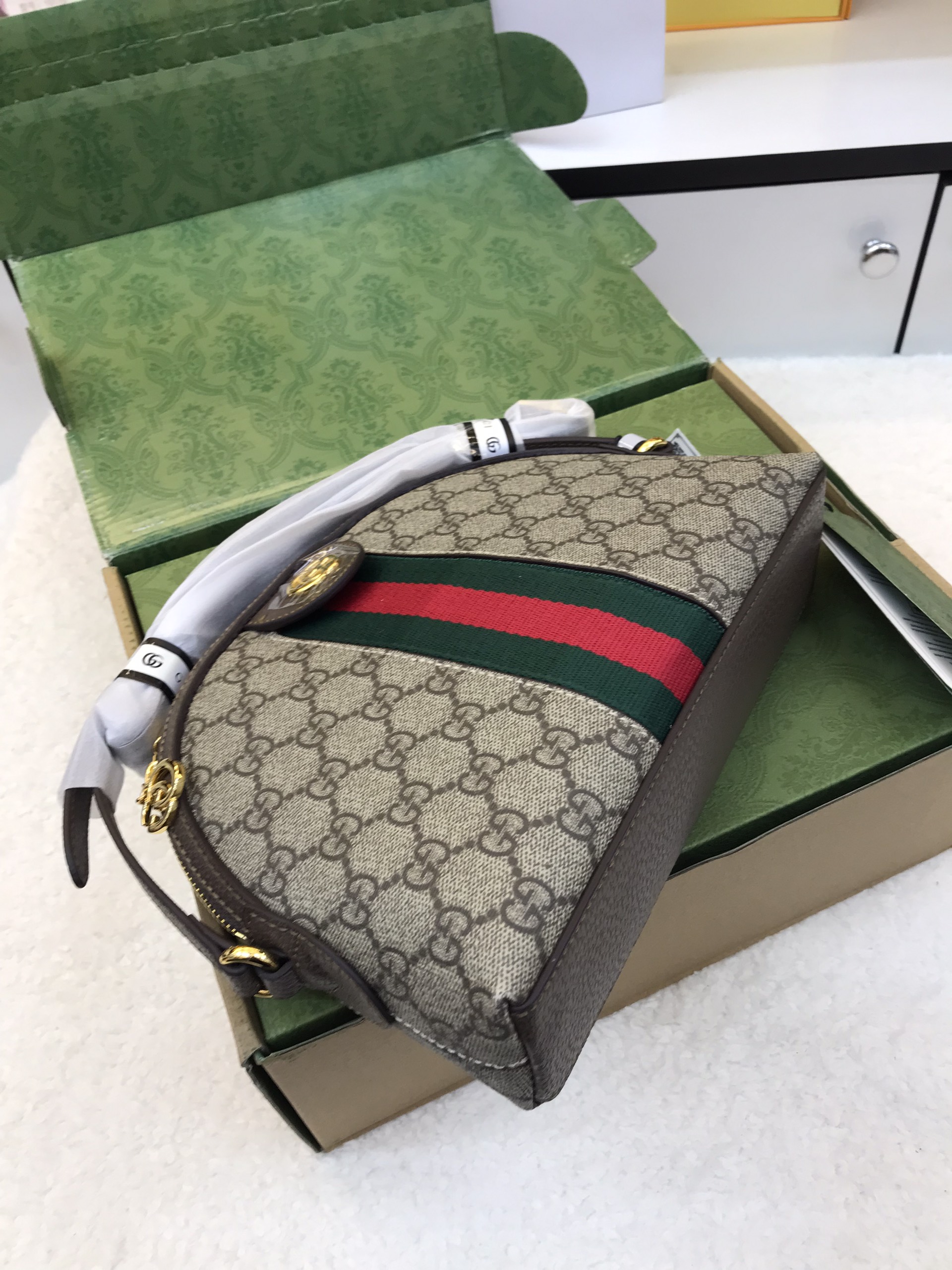 Túi Xách Gucci Super Ophidia Small Bag Size Dây Xanh 26cm