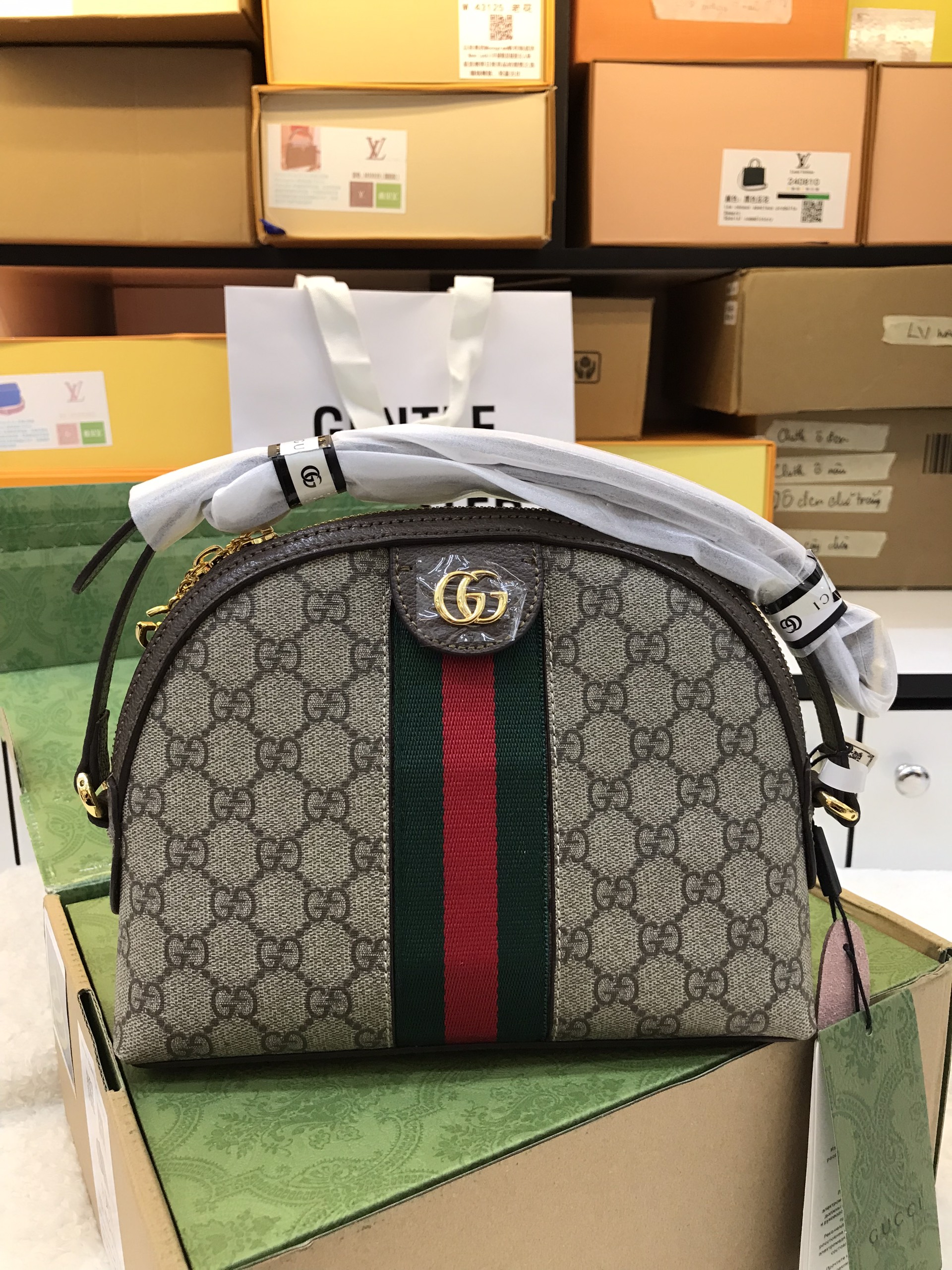 Túi Xách Gucci Super Ophidia Small Bag Size Dây Xanh 26cm