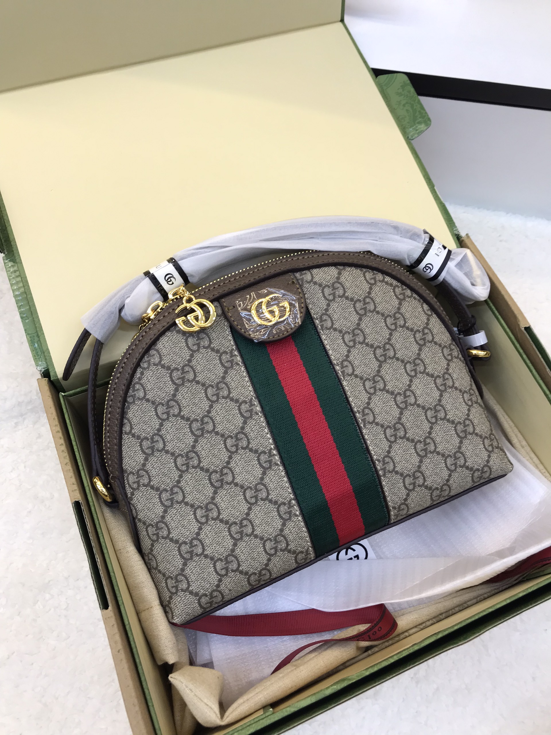 Túi Xách Gucci Super Ophidia Small Bag Size Dây Xanh 26cm