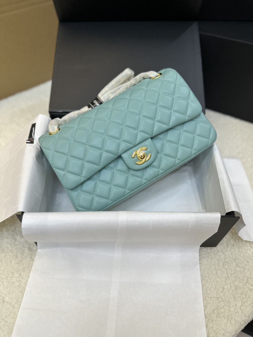 Túi Xách Chanel Classic Flap Xanh Mint Size 25cm