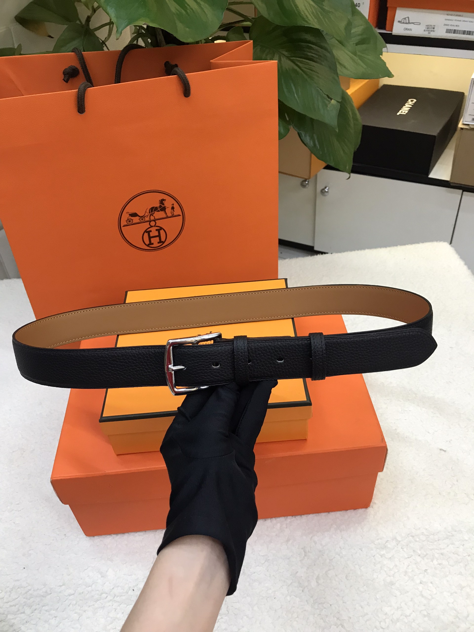 Thắt lưng Hermes Etriviere 32 Belt VIP Màu Đen Size 100-115cm