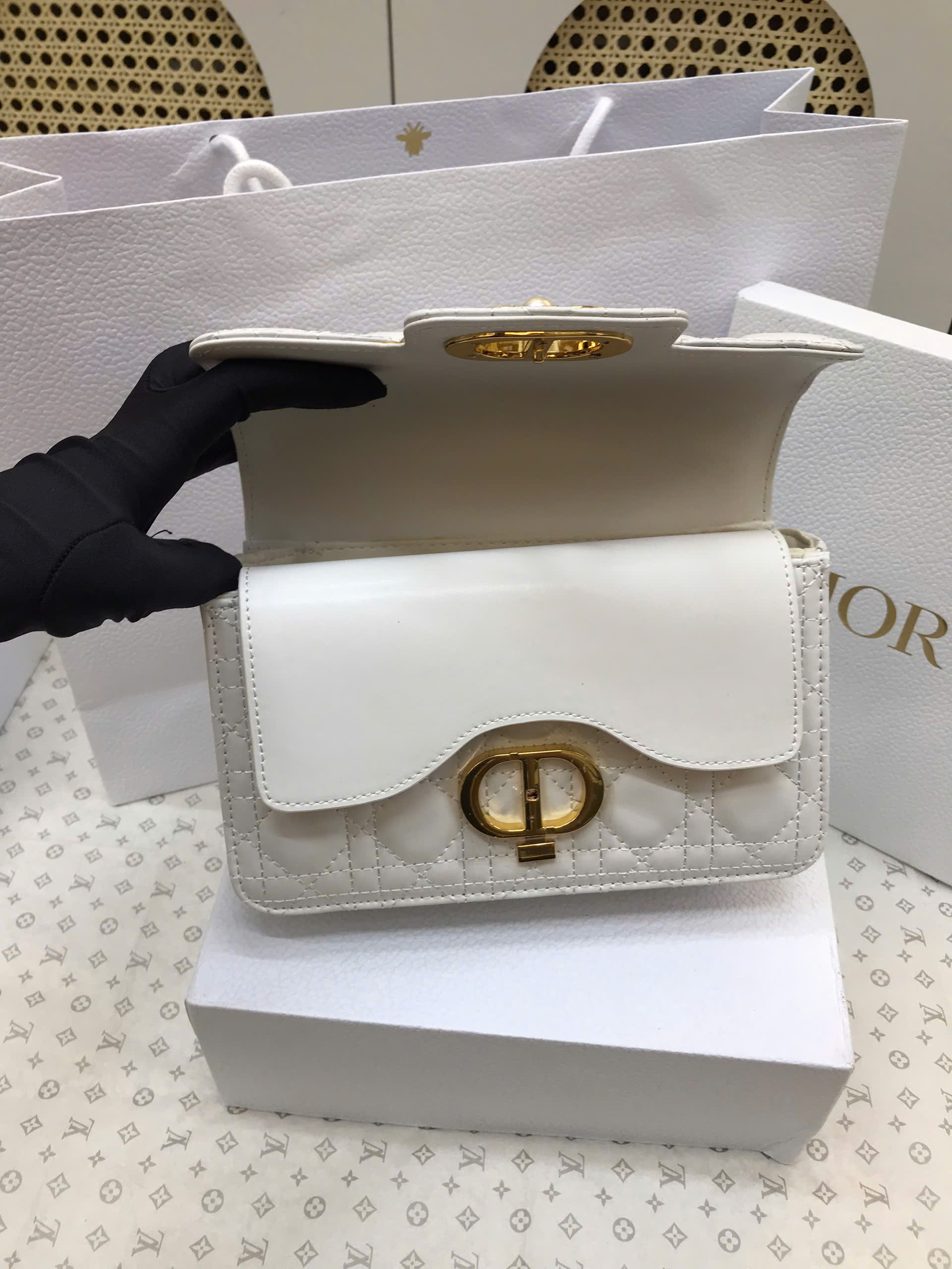 Túi Dior Small Dior Jolie Top Handle Bag Super Màu Trắng Size 22cm