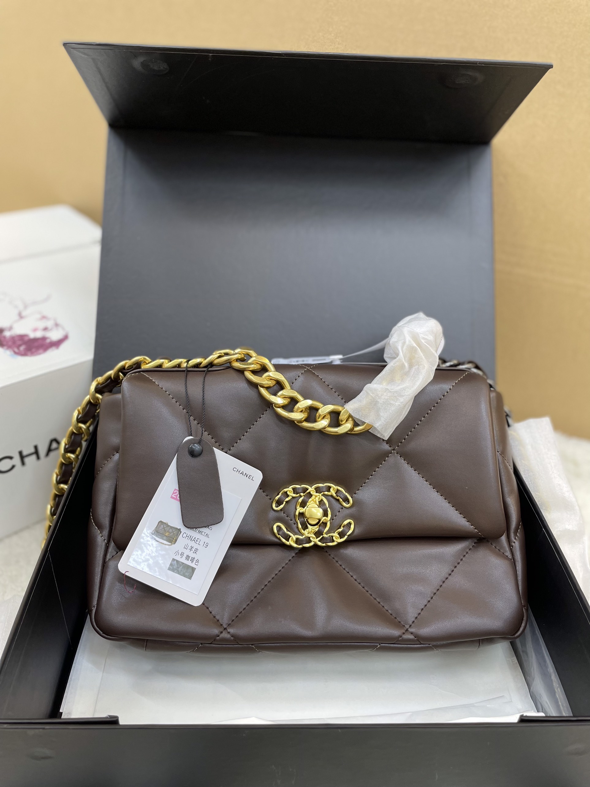 Túi Xách Chanel 19 Super Màu Nâu Size 26cm Full Box